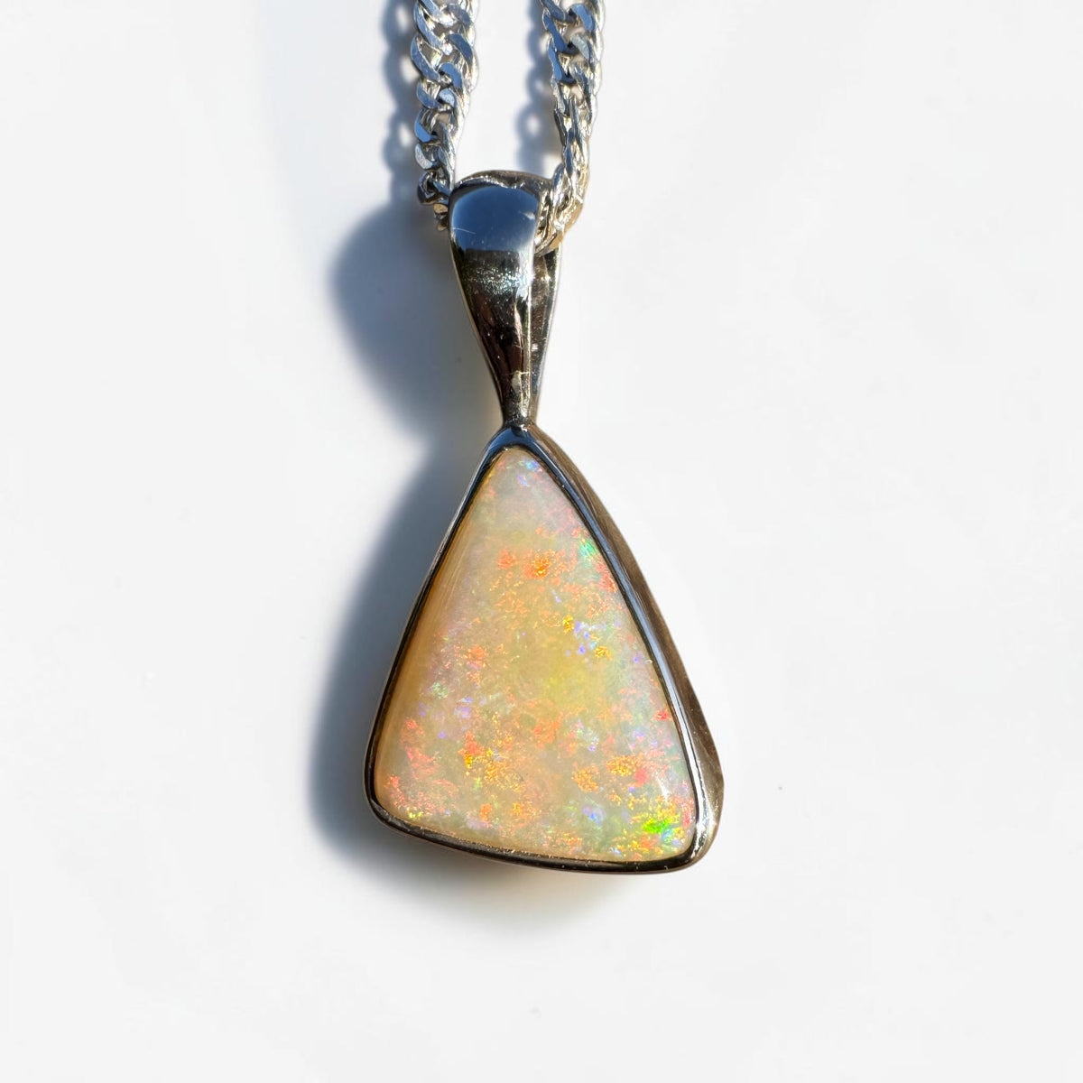 1.6ct Coober Pedy Opal Pendant Necklace ~ 'Robe Ember' | 925 Sterling Silver | Solid Australian Opal