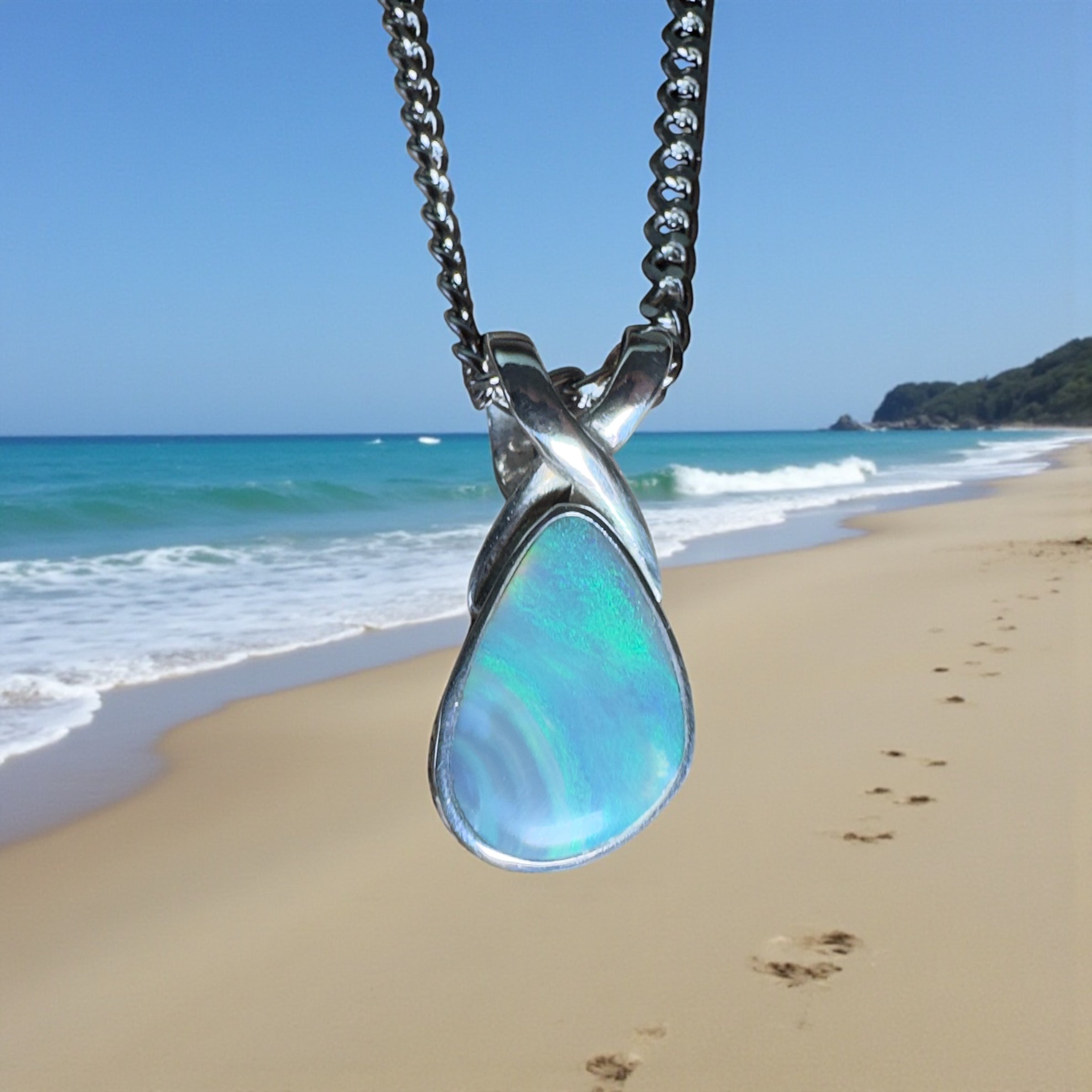 Coral Shelf Fire ~ 5.2ct Lightning Ridge Opal 925 Silver Pendant