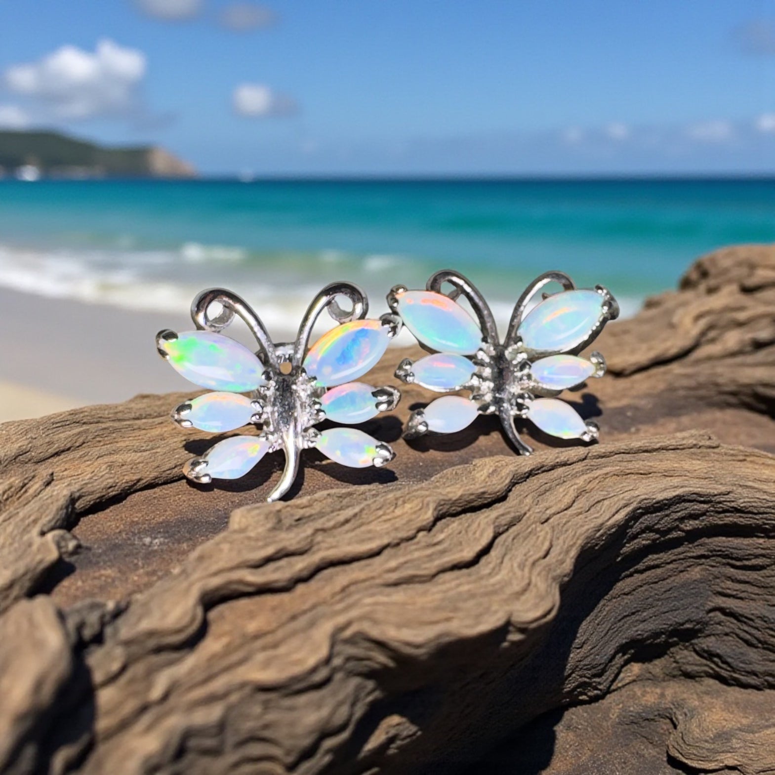 Breakaway Lightfall - 2.4ct Coober Pedy Opal 925 Silver Earrings