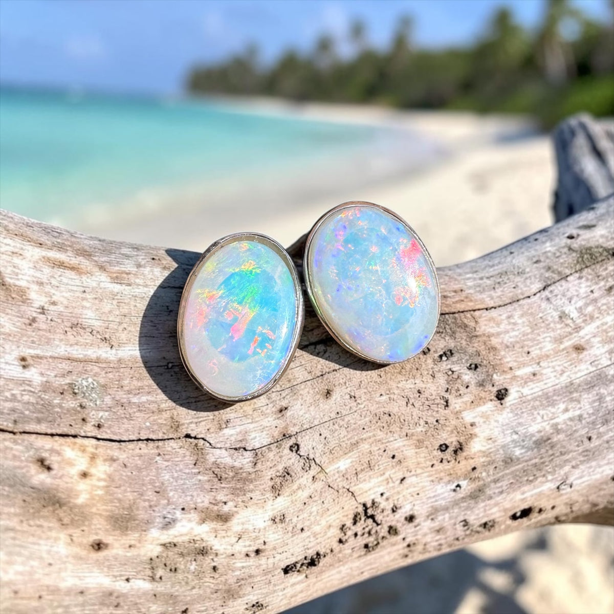 0.8ct Coober Pedy Opal Stud Earrings ~ 'Flinders Ranges Fire' | 925 Sterling Silver | Solid Australian Opal