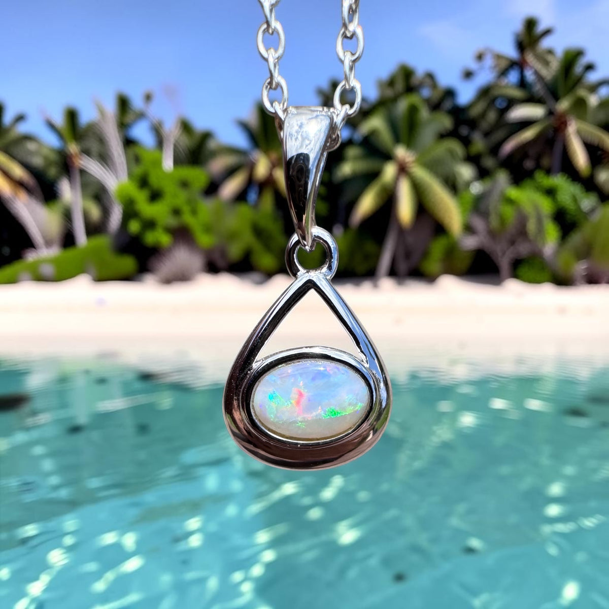 0.7ct Coober Pedy Opal Pendant Necklace ~ 'Wilpena Glow' | 925 Sterling Silver | Solid Australian Opal