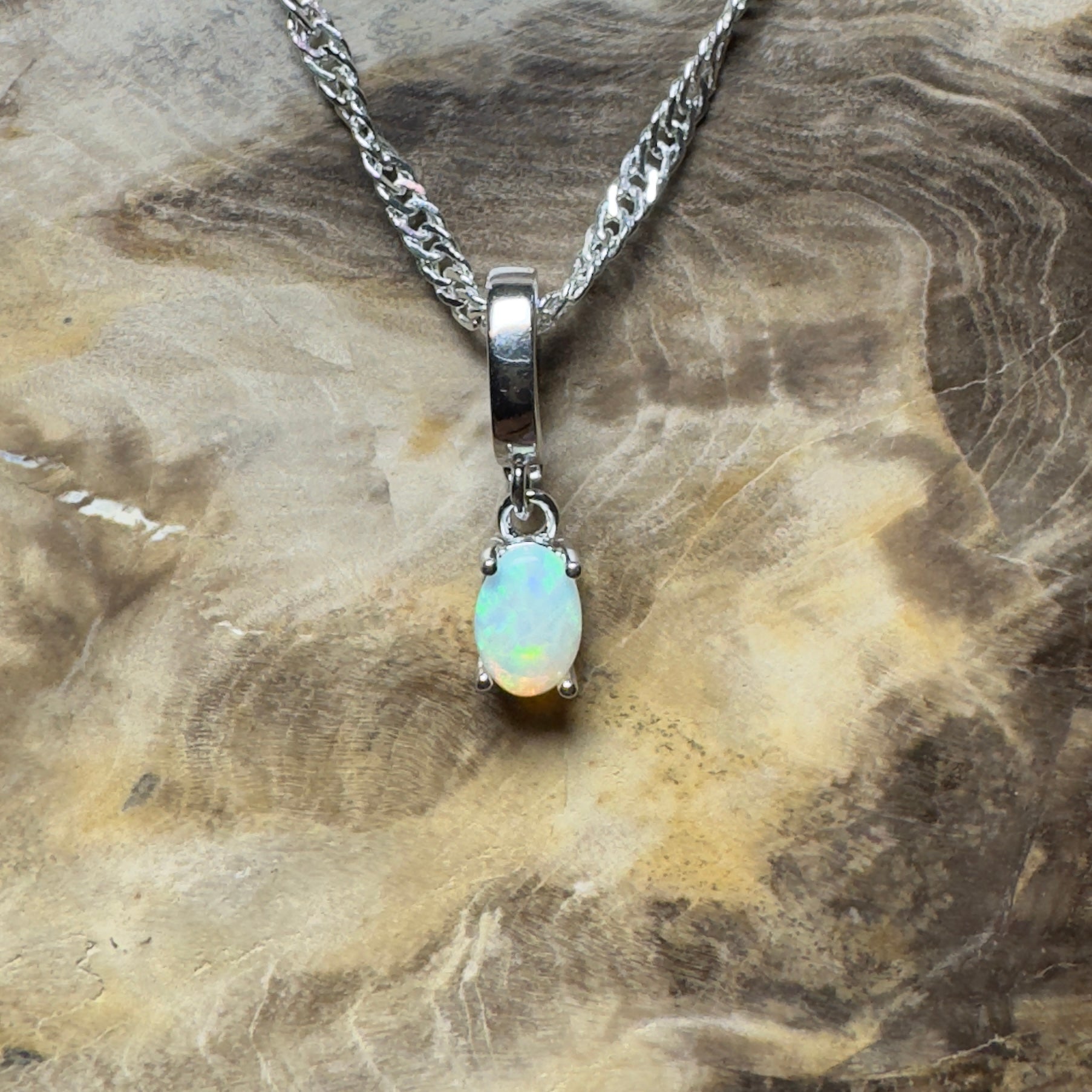 Agnes Waters ~ 0.3ct Lightning Ridge Opal 925 Silver Pendant