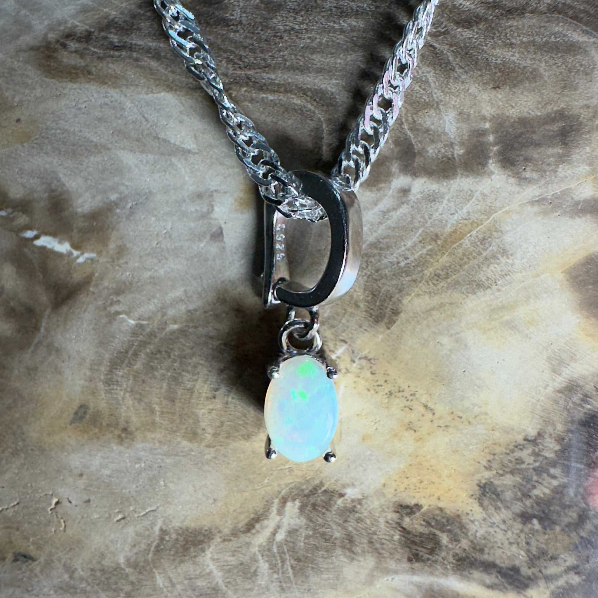 Agnes Waters ~ 0.3ct Lightning Ridge Opal 925 Silver Pendant