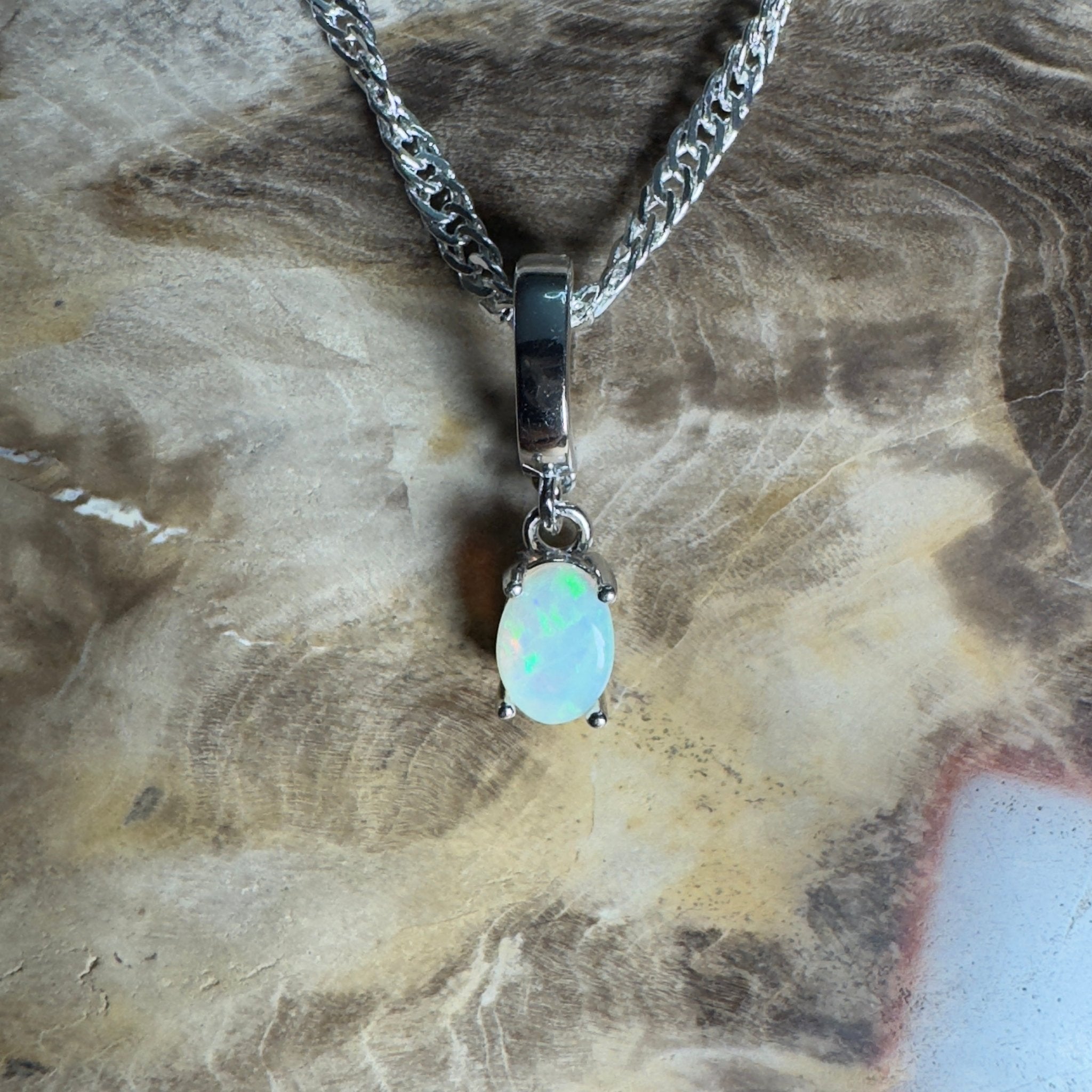 Agnes Waters ~ 0.3ct Lightning Ridge Opal 925 Silver Pendant
