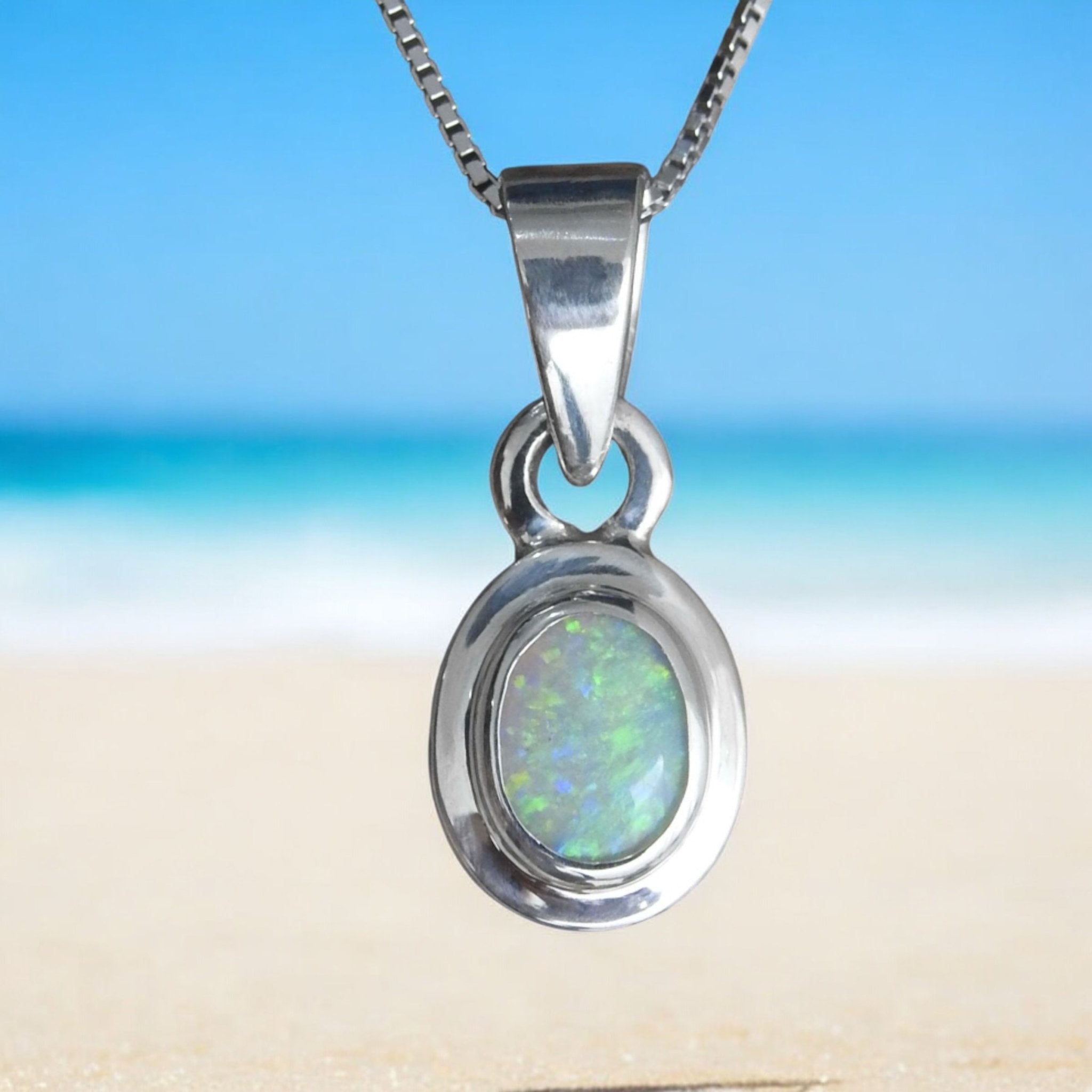 Albany Horizon ~ 1.4ct Double Sided (two opals) Solid Lightning Ridge Opal 925 Silver Pendant Necklace