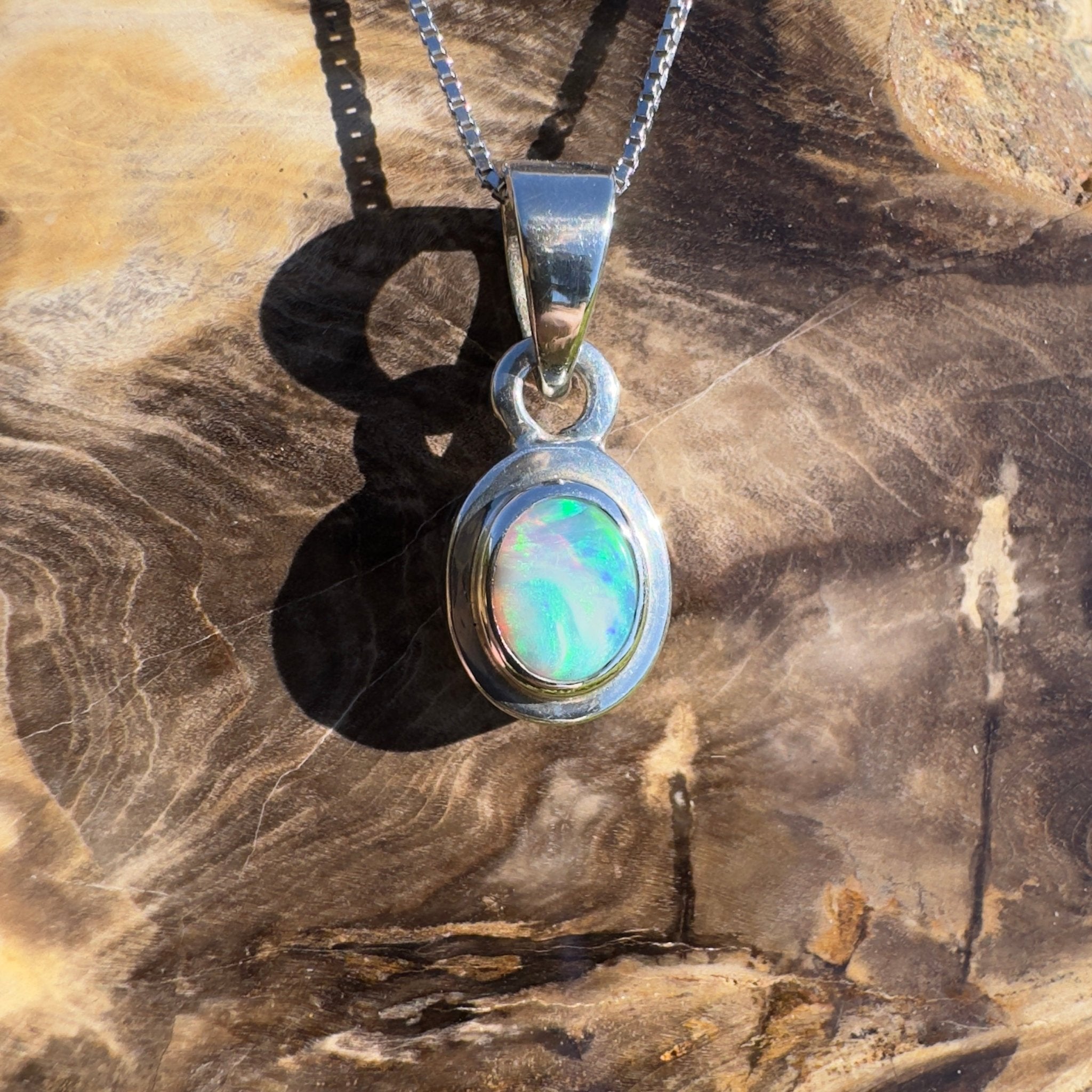 Albany Horizon ~ 1.4ct Double Sided (two opals) Solid Lightning Ridge Opal 925 Silver Pendant Necklace
