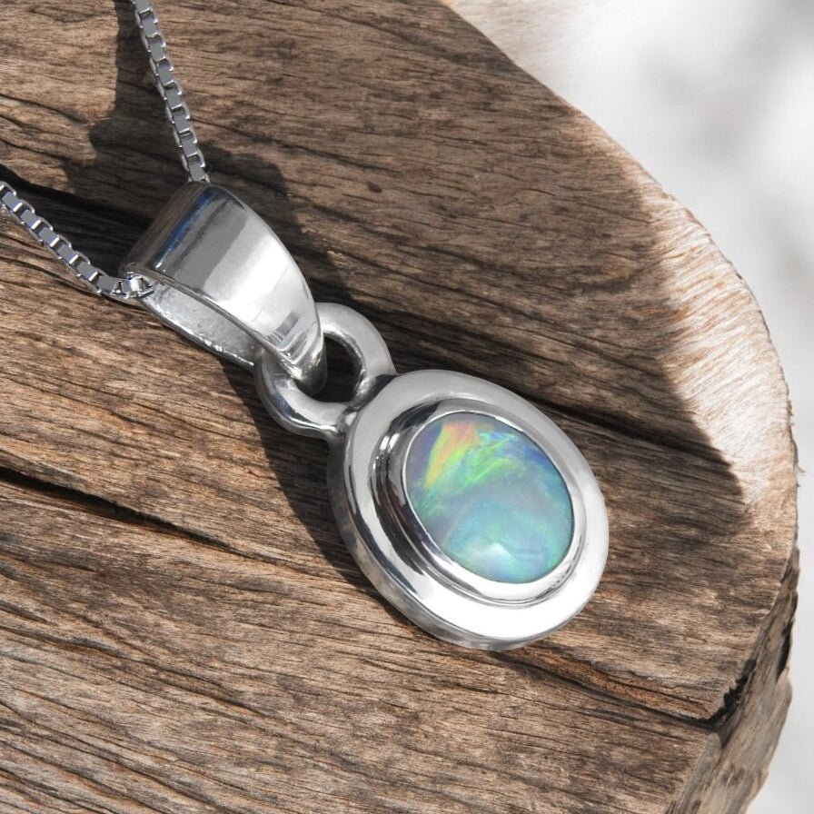 Albany Horizon ~ 1.4ct Double Sided (two opals) Solid Lightning Ridge Opal 925 Silver Pendant Necklace