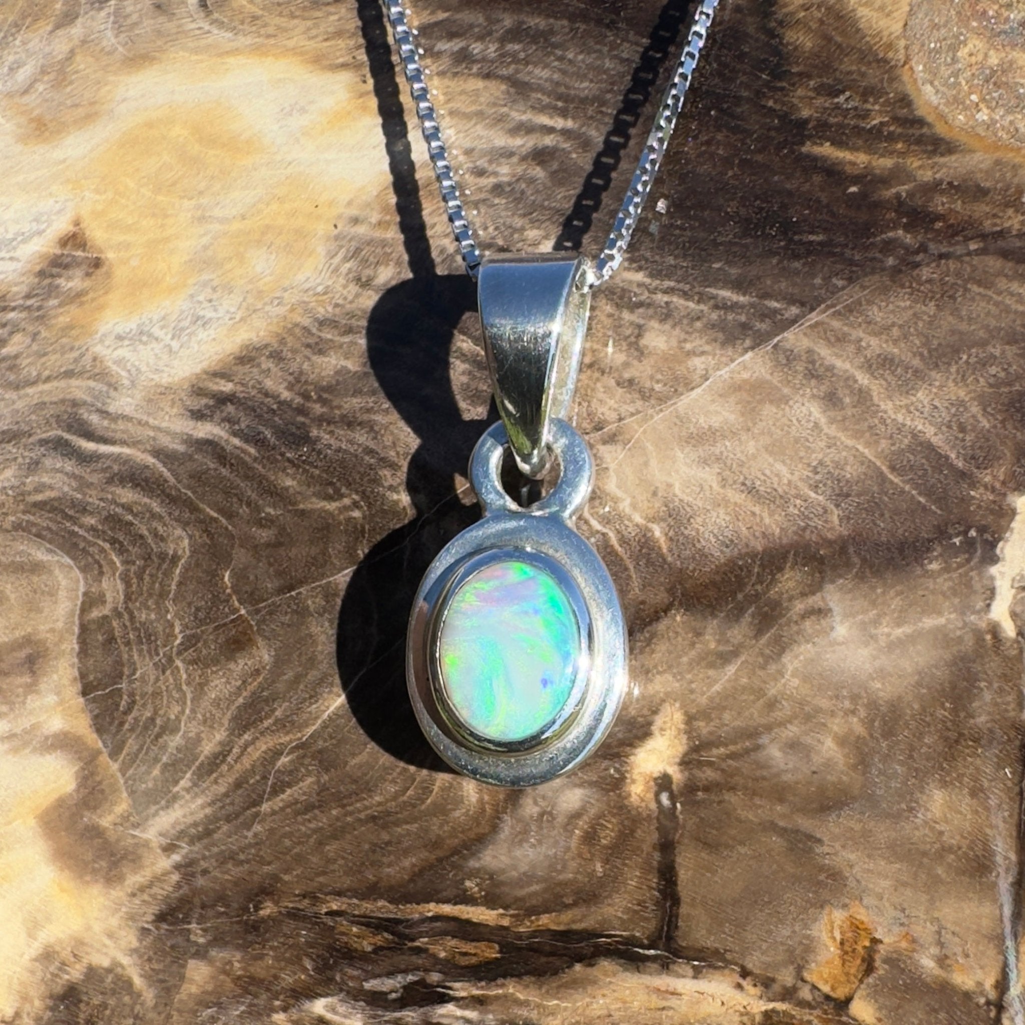 Albany Horizon ~ 1.4ct Double Sided (two opals) Solid Lightning Ridge Opal 925 Silver Pendant Necklace