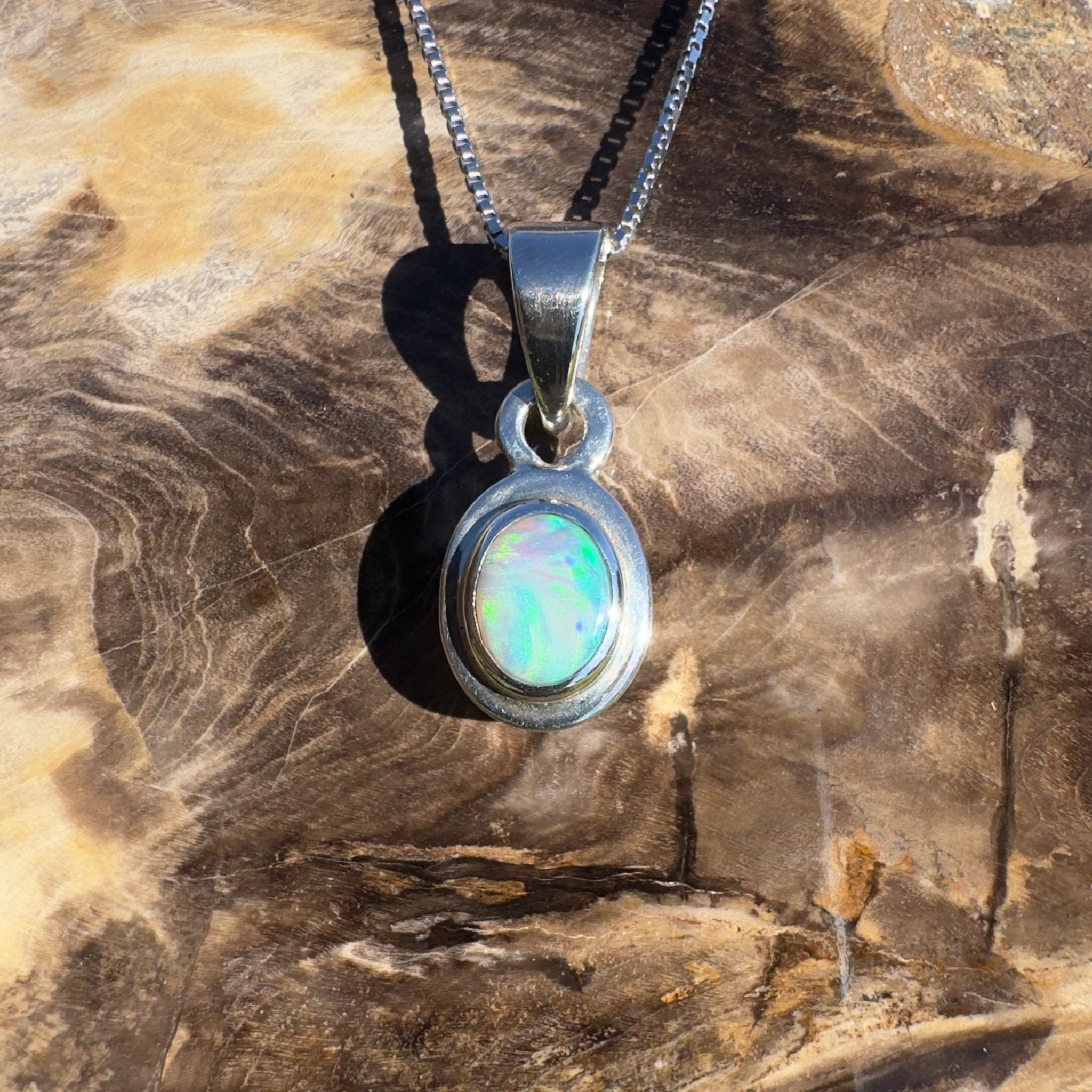 Albany Horizon ~ 1.4ct Double Sided (two opals) Solid Lightning Ridge Opal 925 Silver Pendant Necklace