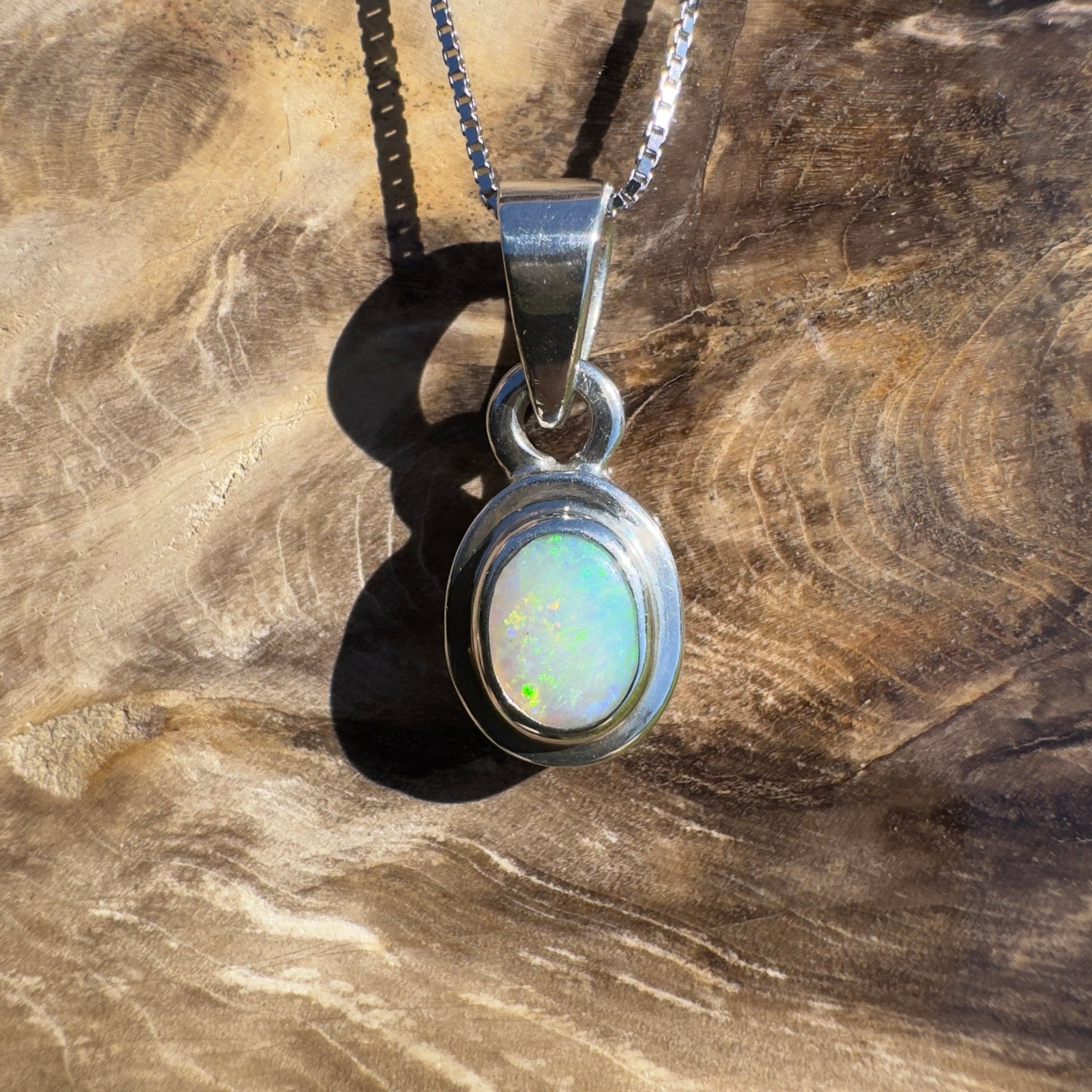 Albany Horizon ~ 1.4ct Double Sided (two opals) Solid Lightning Ridge Opal 925 Silver Pendant Necklace