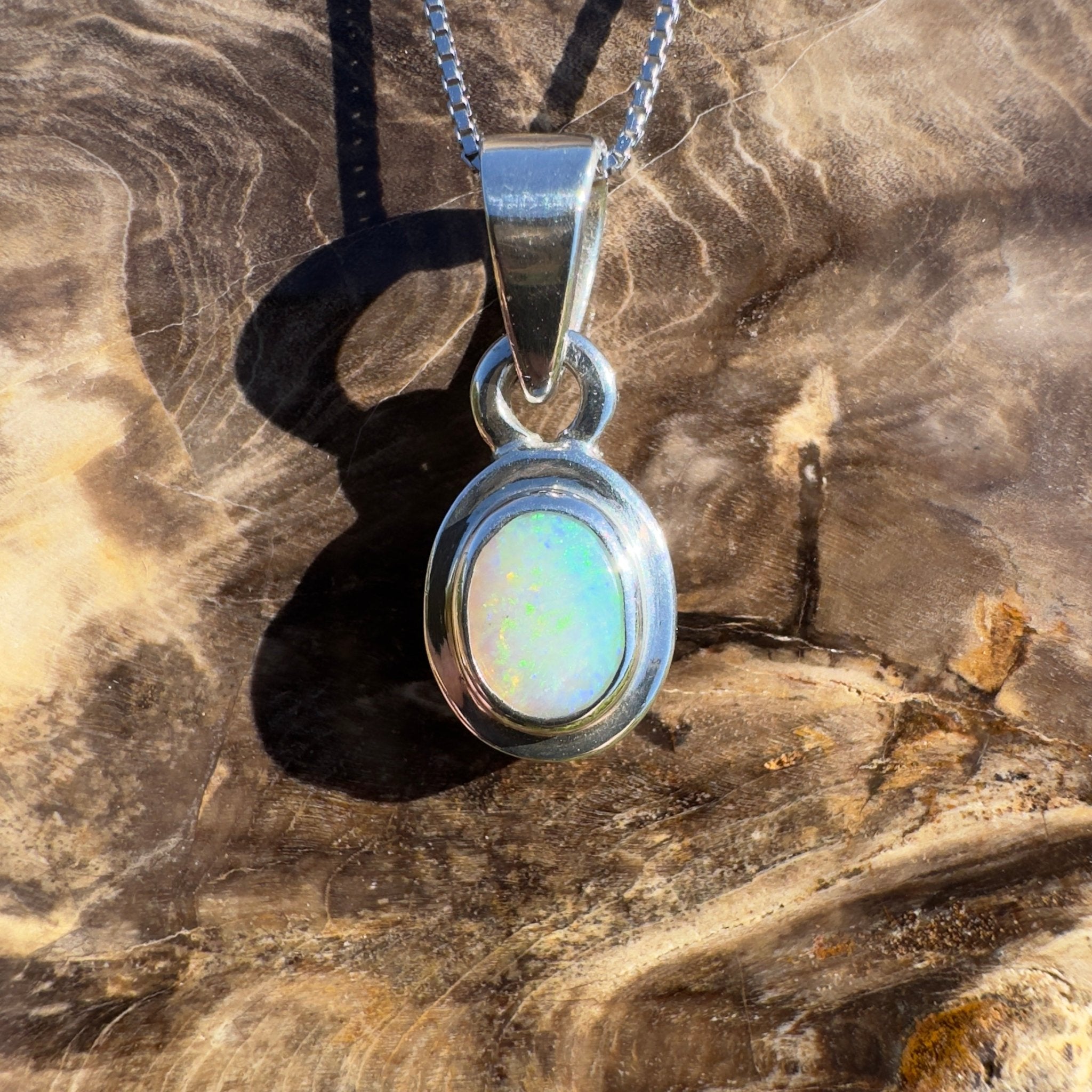 Albany Horizon ~ 1.4ct Double Sided (two opals) Solid Lightning Ridge Opal 925 Silver Pendant Necklace
