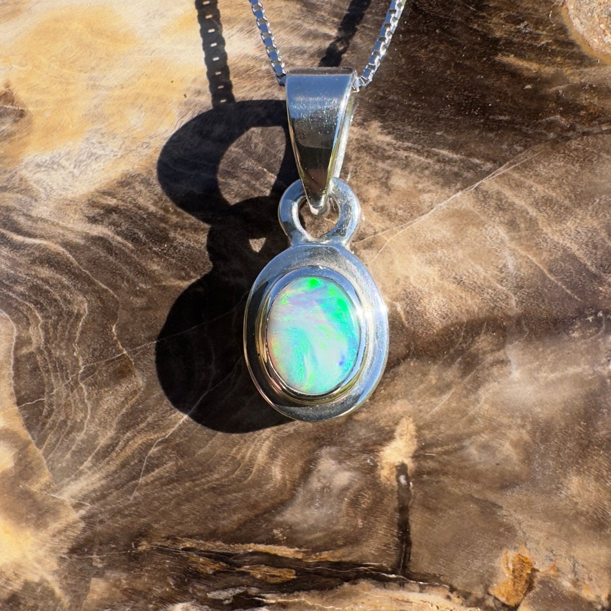 Albany Horizon ~ 1.4ct Double Sided (two opals) Solid Lightning Ridge Opal 925 Silver Pendant Necklace