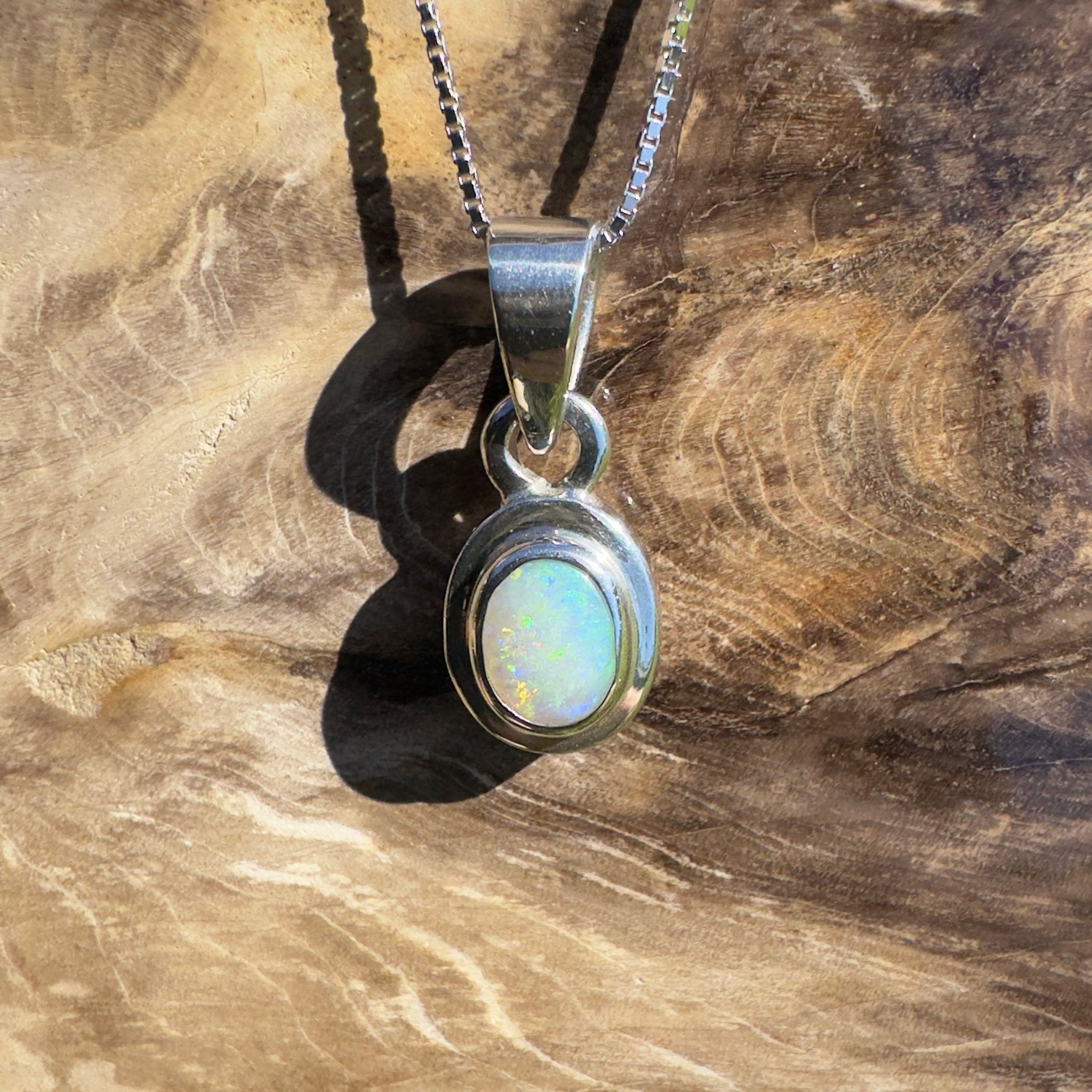 Albany Horizon ~ 1.4ct Double Sided (two opals) Solid Lightning Ridge Opal 925 Silver Pendant Necklace