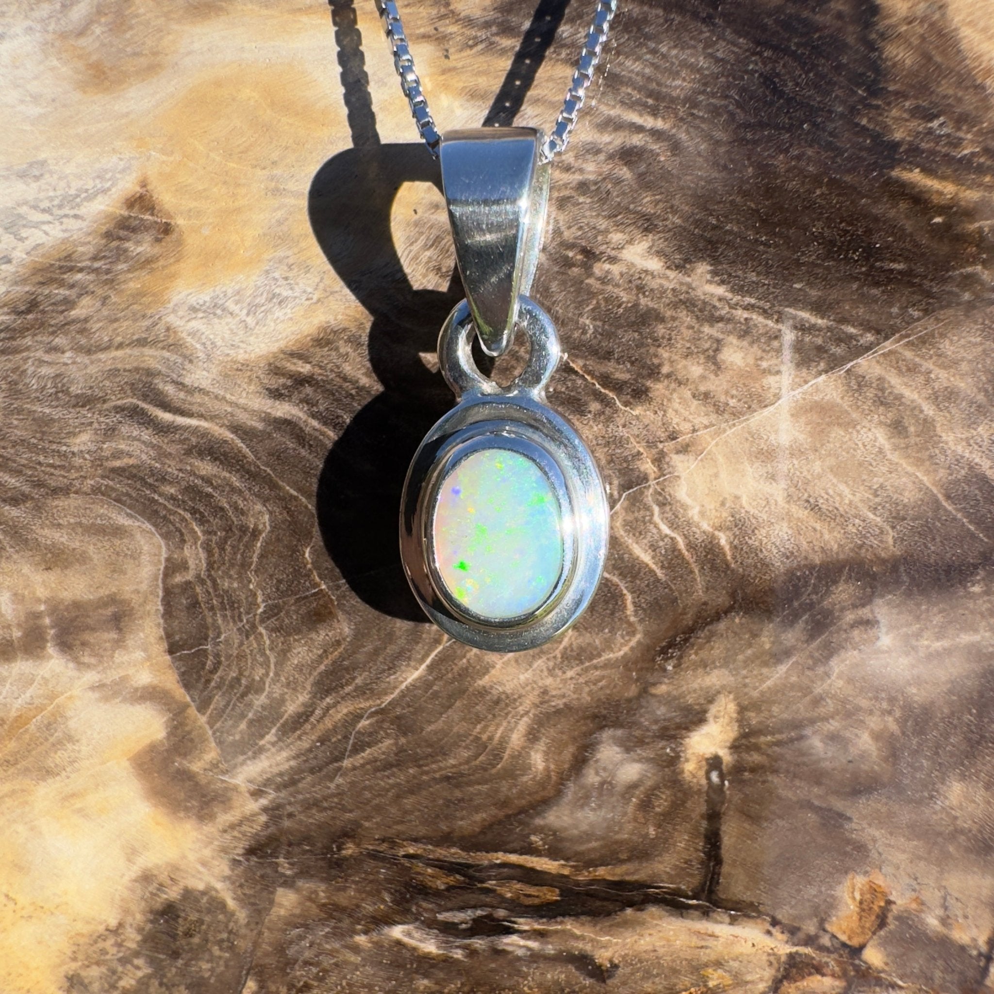 Albany Horizon ~ 1.4ct Double Sided (two opals) Solid Lightning Ridge Opal 925 Silver Pendant Necklace