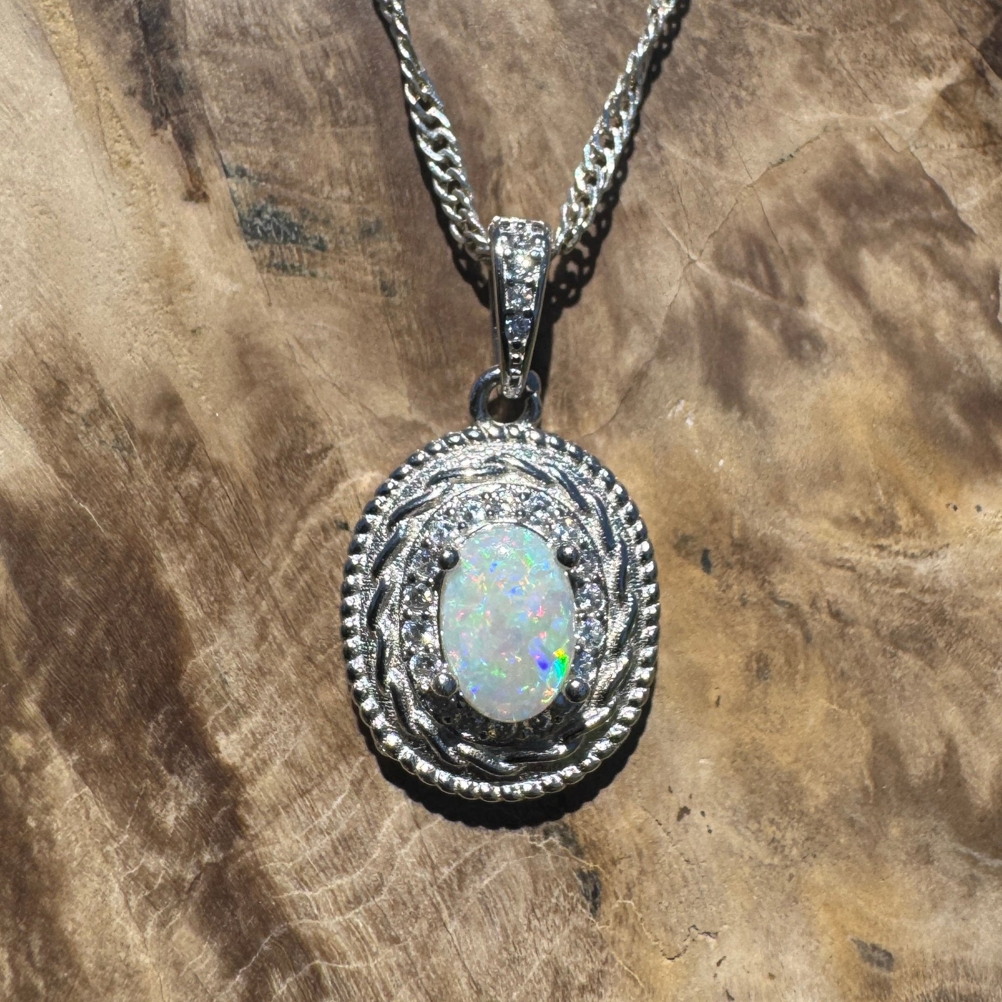Albany Rise - 0.8ct Coober Pedy Opal 925 Silver Pendant