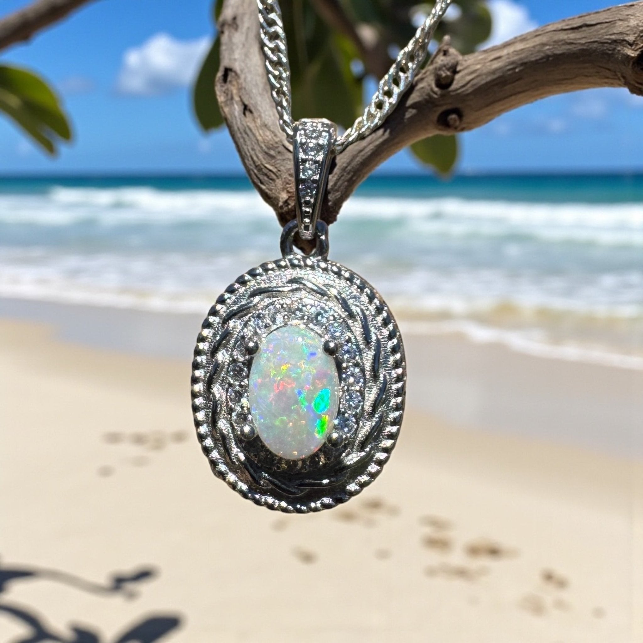 Albany Rise - 0.8ct Coober Pedy Opal 925 Silver Pendant