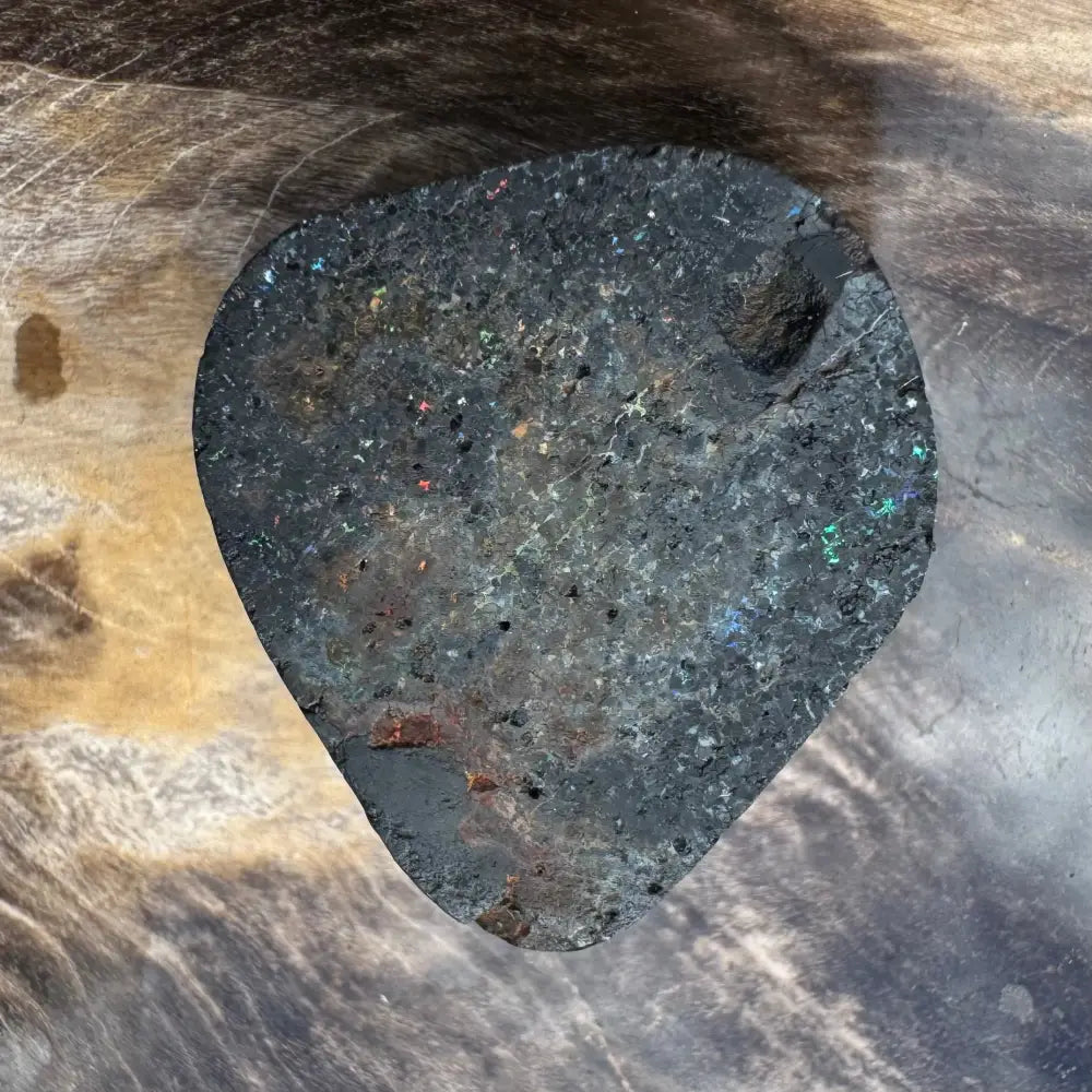 Dark heart-shaped speckled stone in the Andamooka Matrix Opal 22carat solid hand-cut product