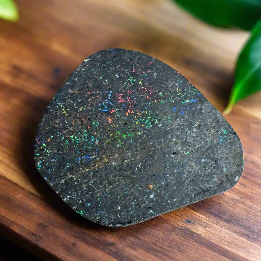 Iridescent black opal stone in Andamooka Matrix Opal 22carat solid hand-cut jewelry