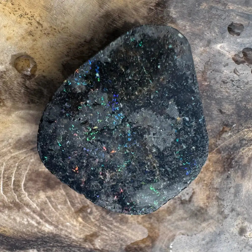 Iridescent black opal in Andamooka Matrix Opal 22 carat solid hand-cut jewelry
