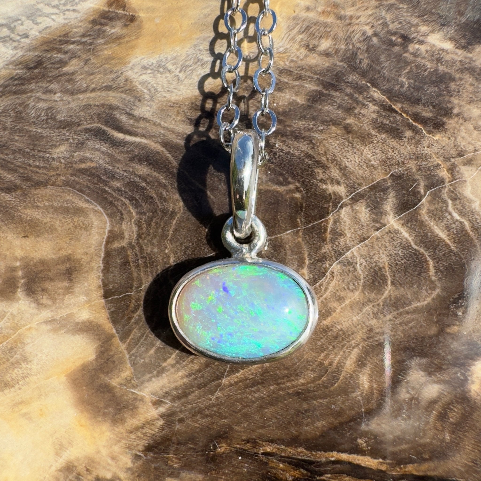 Arafura Blue ~ 1.5ct Lightning Ridge Opal 925 Silver Pendant