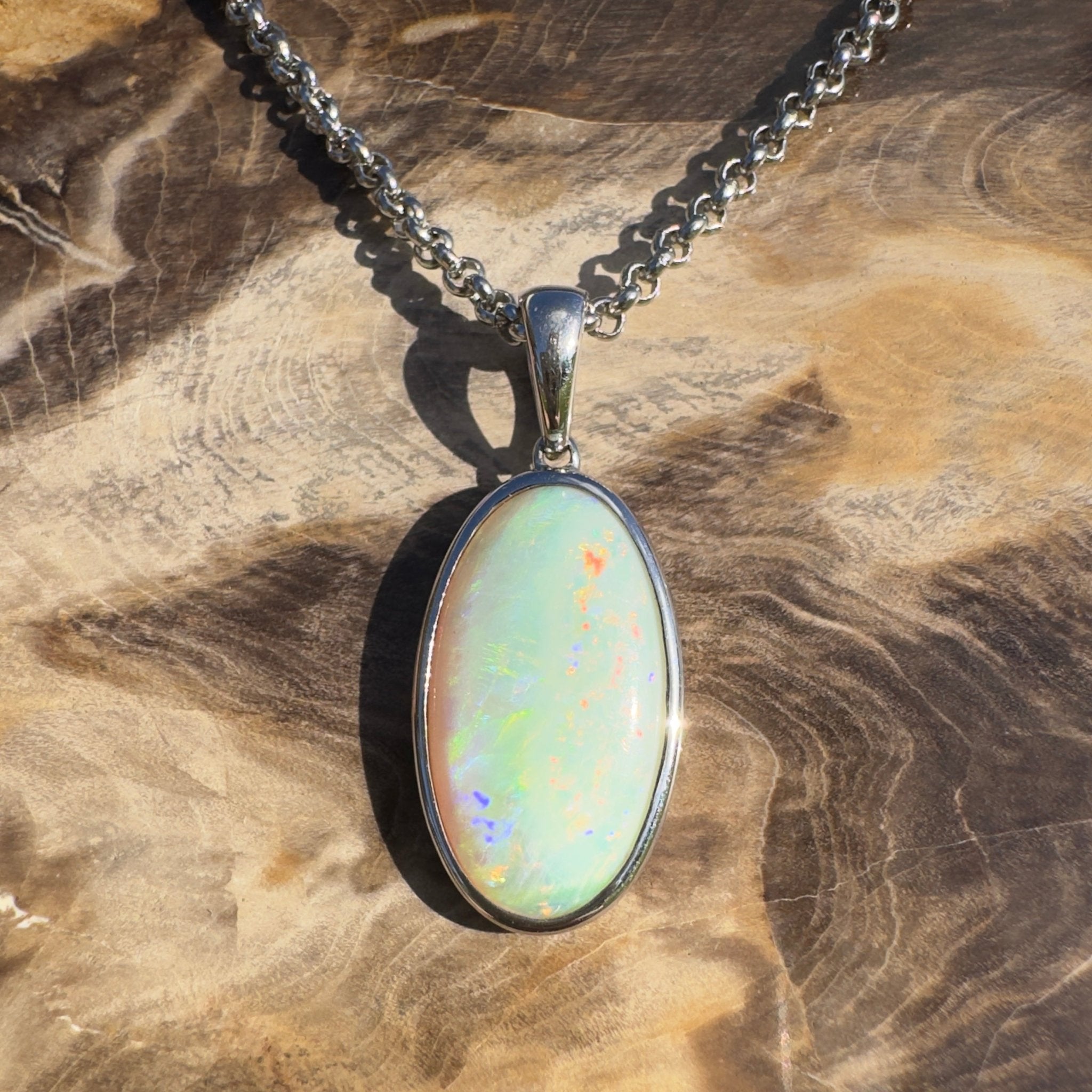 Arafura Drift ~ 4.6ct Coober Pedy Opal 925 Silver Pendant