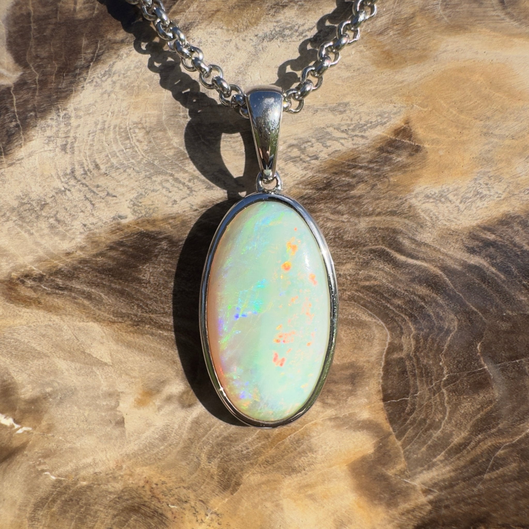 Arafura Drift ~ 4.6ct Coober Pedy Opal 925 Silver Pendant