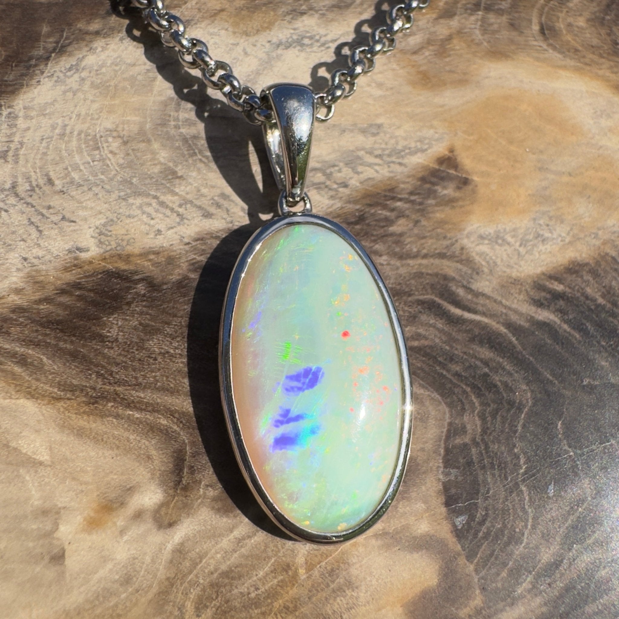 Arafura Drift ~ 4.6ct Coober Pedy Opal 925 Silver Pendant