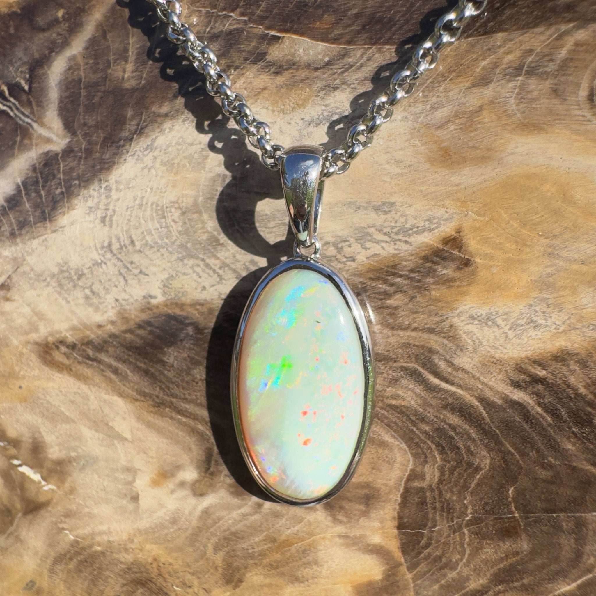 Arafura Drift ~ 4.6ct Coober Pedy Opal 925 Silver Pendant