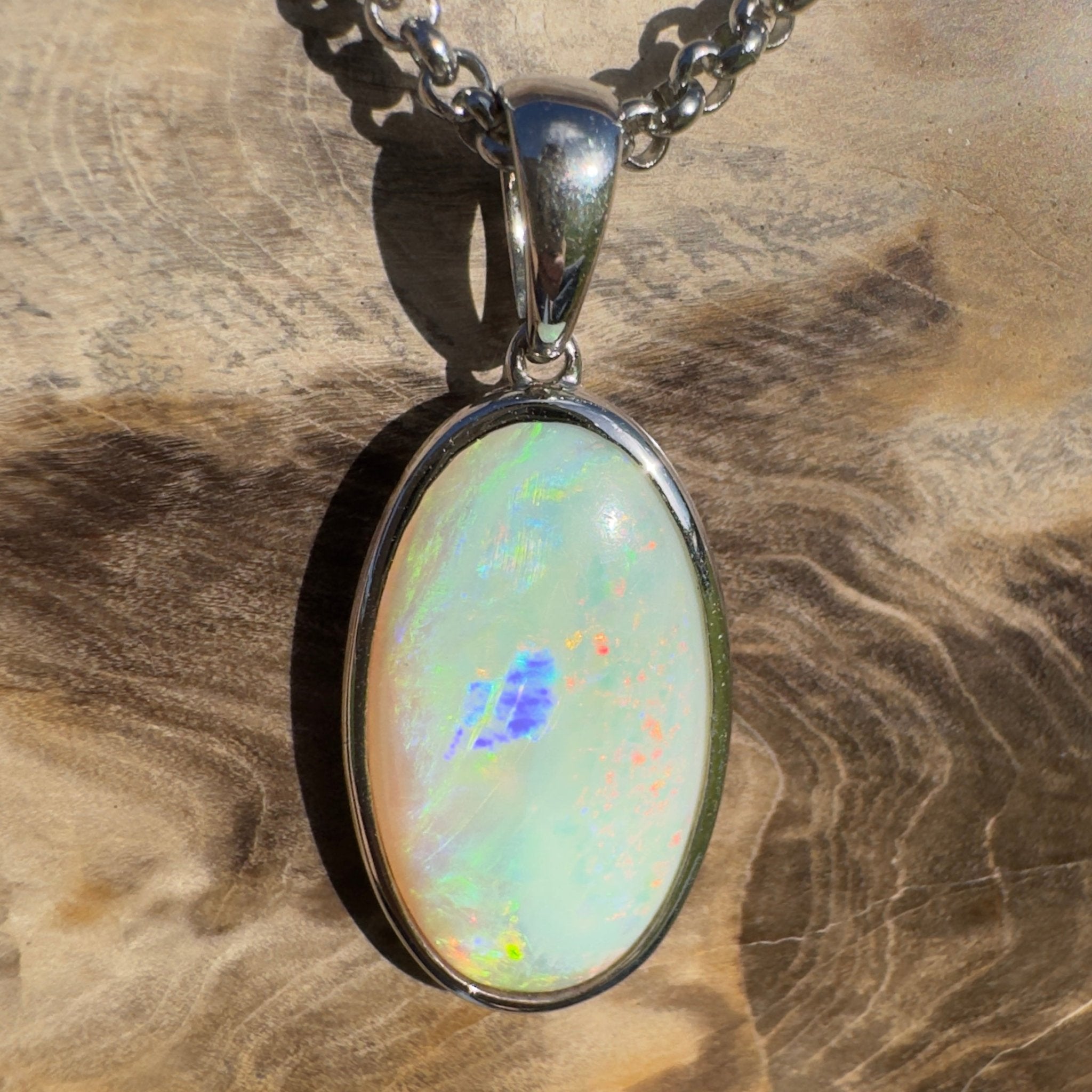 Arafura Drift ~ 4.6ct Coober Pedy Opal 925 Silver Pendant