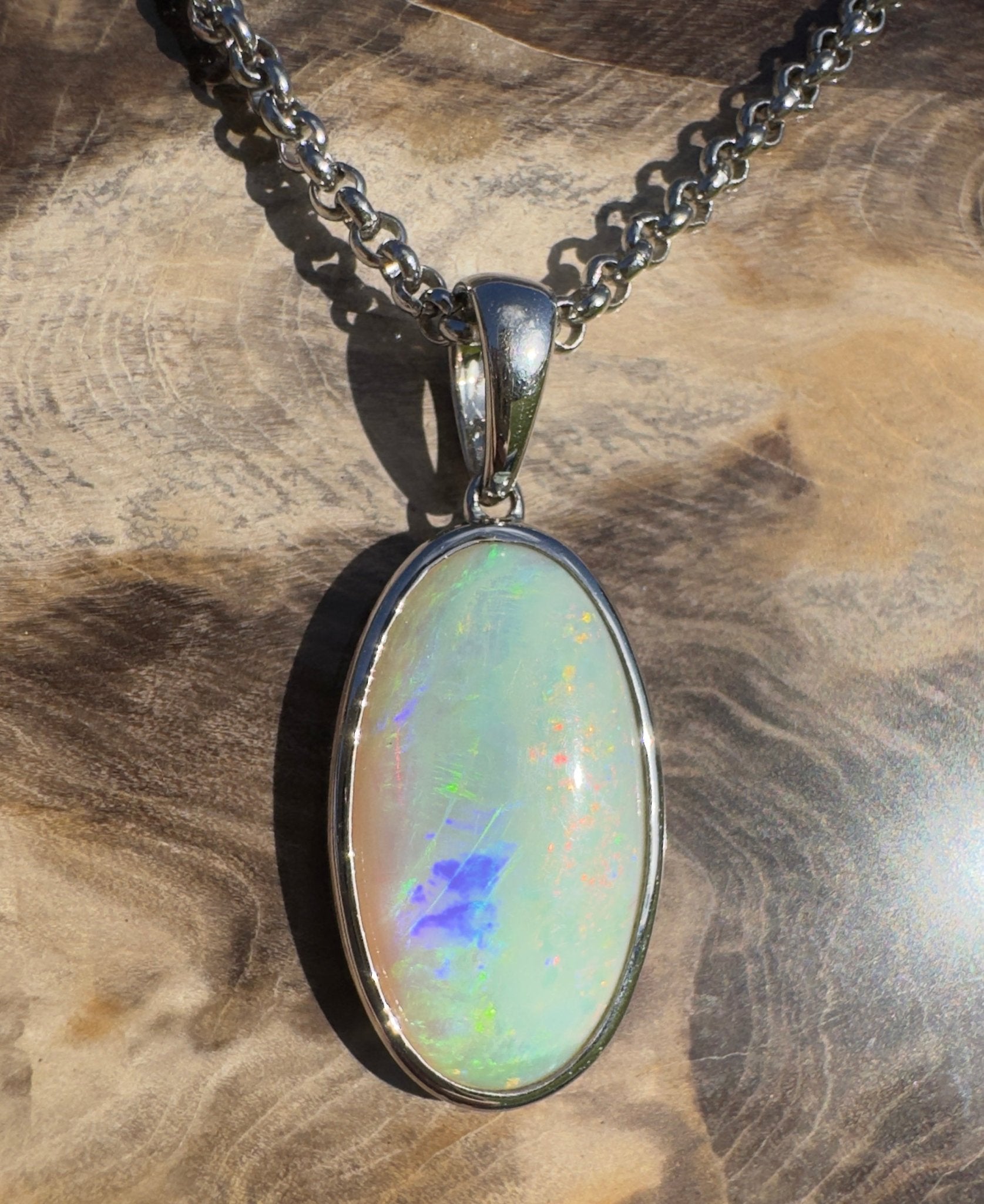 Arafura Drift ~ 4.6ct Coober Pedy Opal 925 Silver Pendant