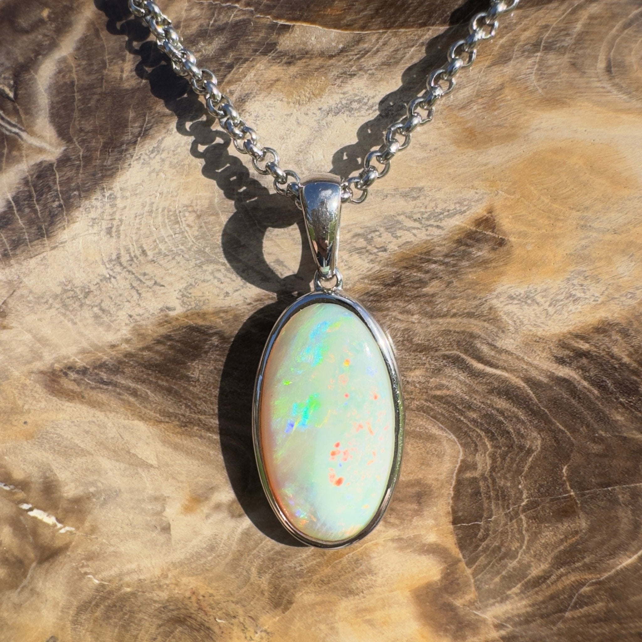 Arafura Drift ~ 4.6ct Coober Pedy Opal 925 Silver Pendant