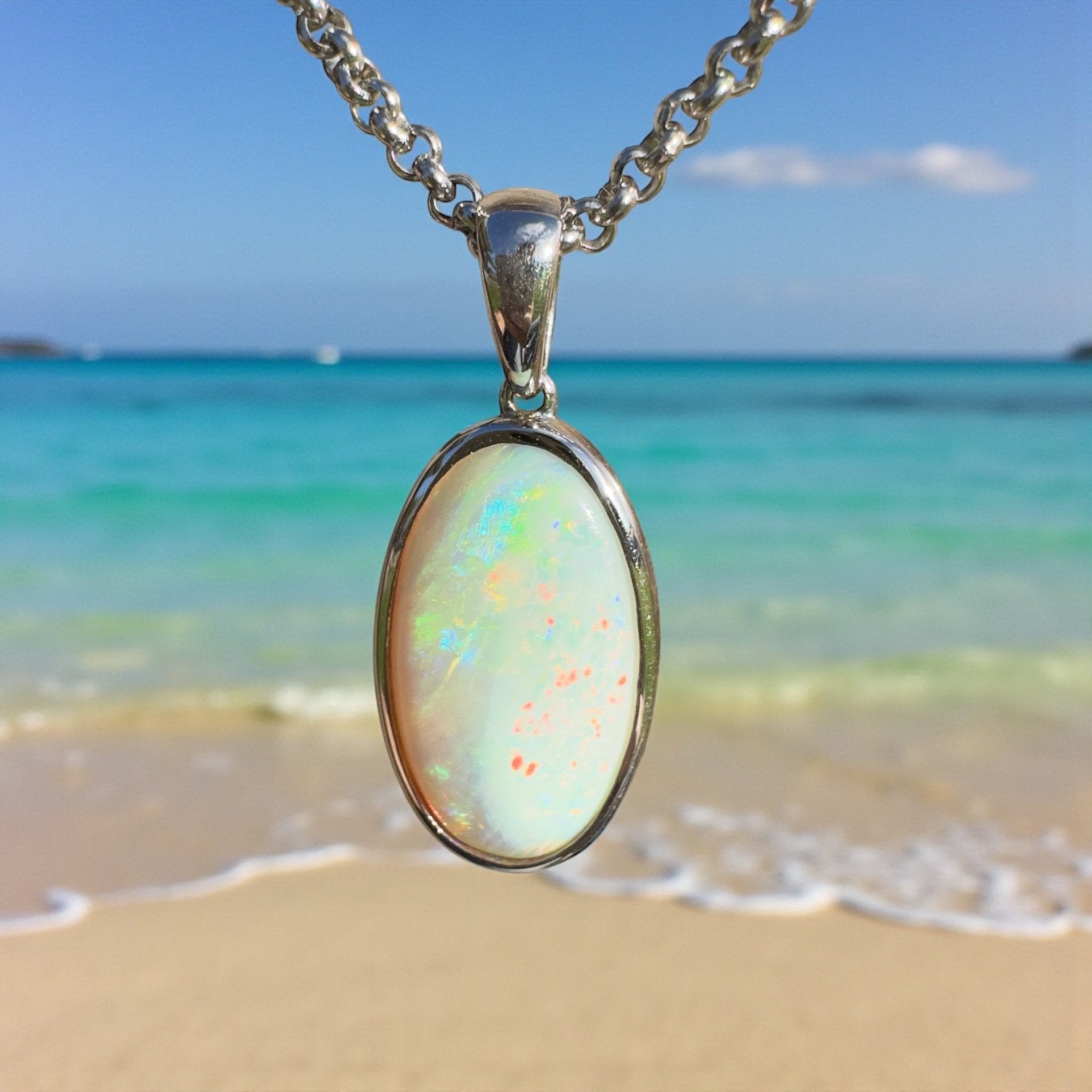 Arafura Drift ~ 4.6ct Coober Pedy Opal 925 Silver Pendant