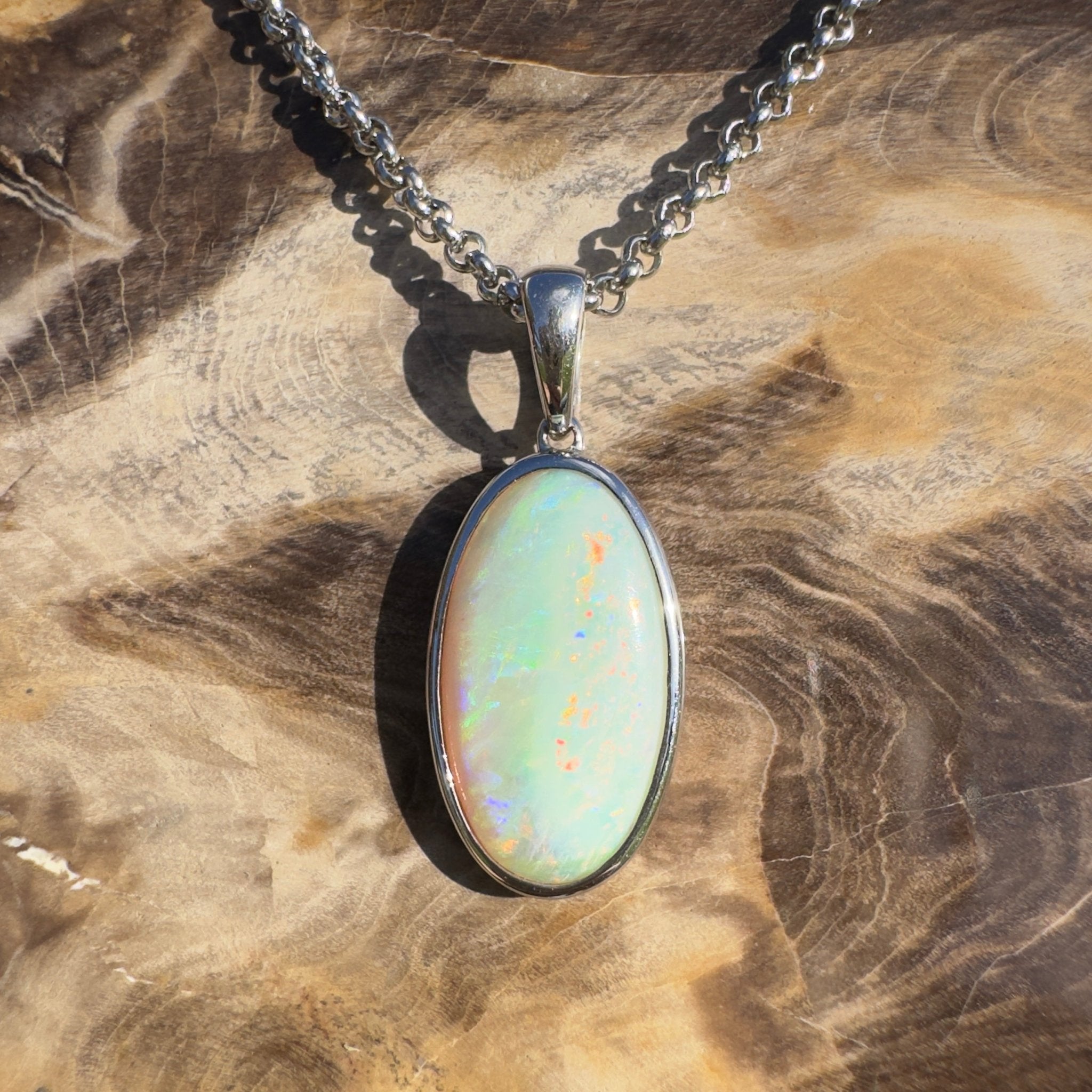 Arafura Drift ~ 4.6ct Coober Pedy Opal 925 Silver Pendant