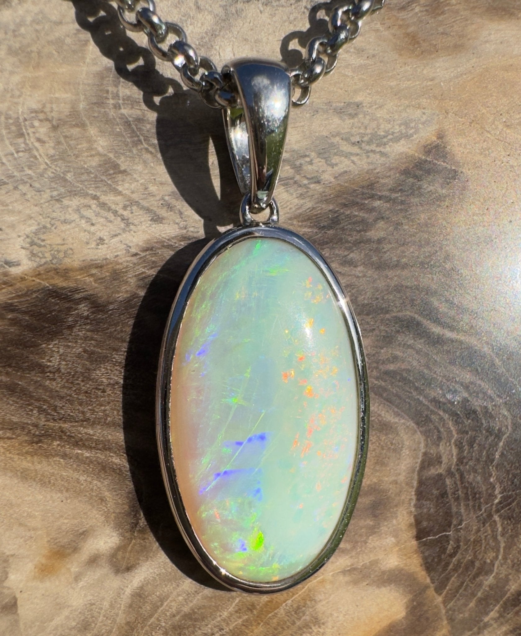 Arafura Drift ~ 4.6ct Coober Pedy Opal 925 Silver Pendant