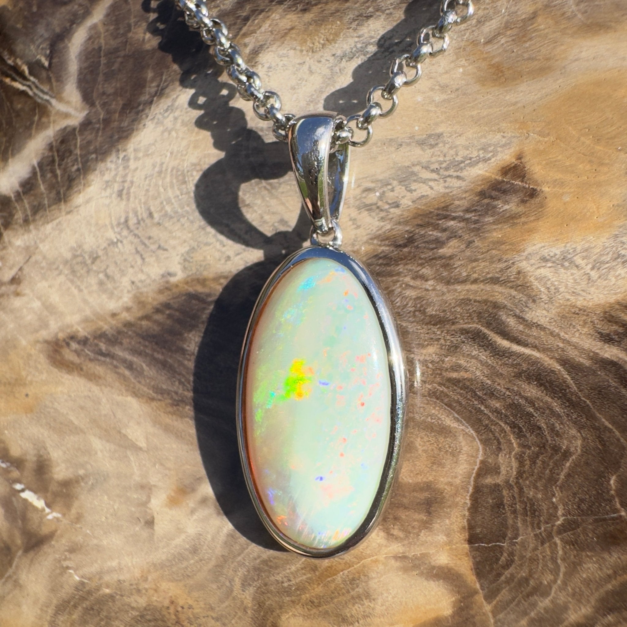 Arafura Drift ~ 4.6ct Coober Pedy Opal 925 Silver Pendant
