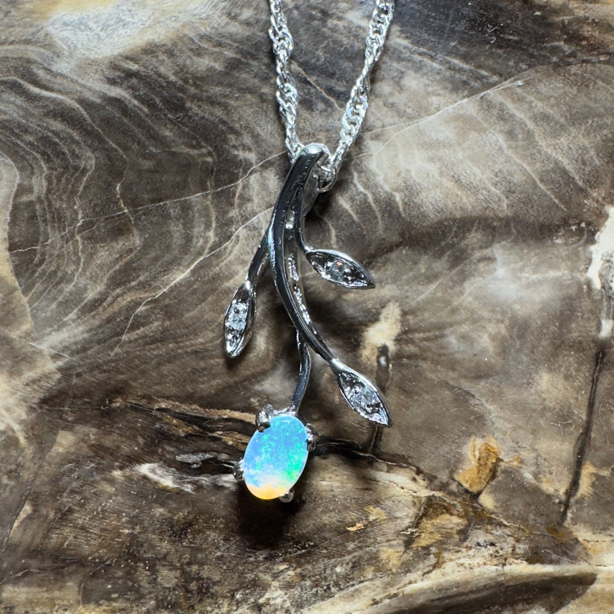 Arafura Flow ~ 0.4ct Lightning Ridge Opal 925 Silver Pendant