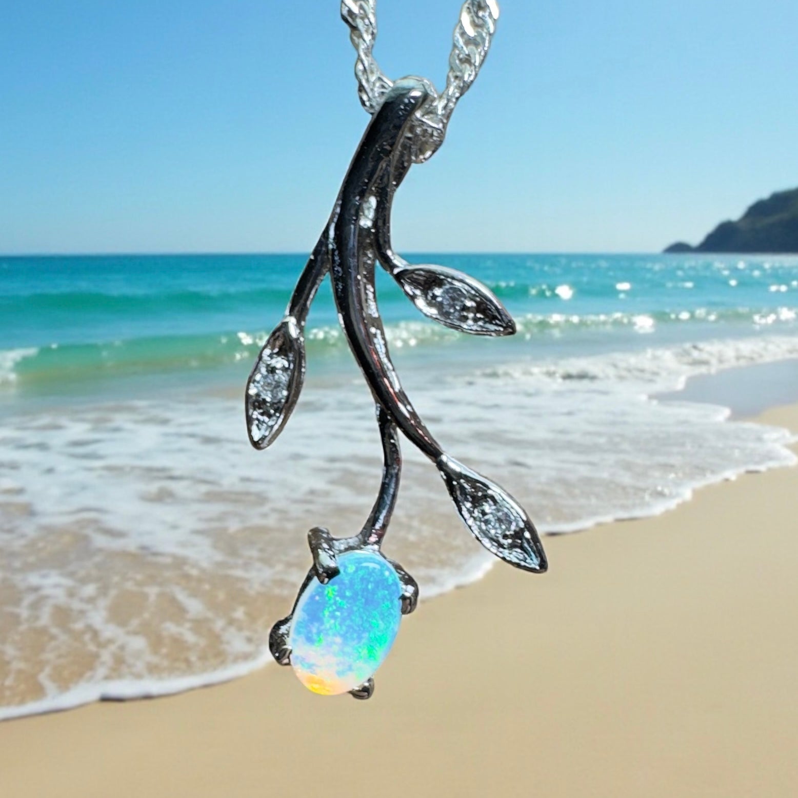 Arafura Flow ~ 0.4ct Lightning Ridge Opal 925 Silver Pendant