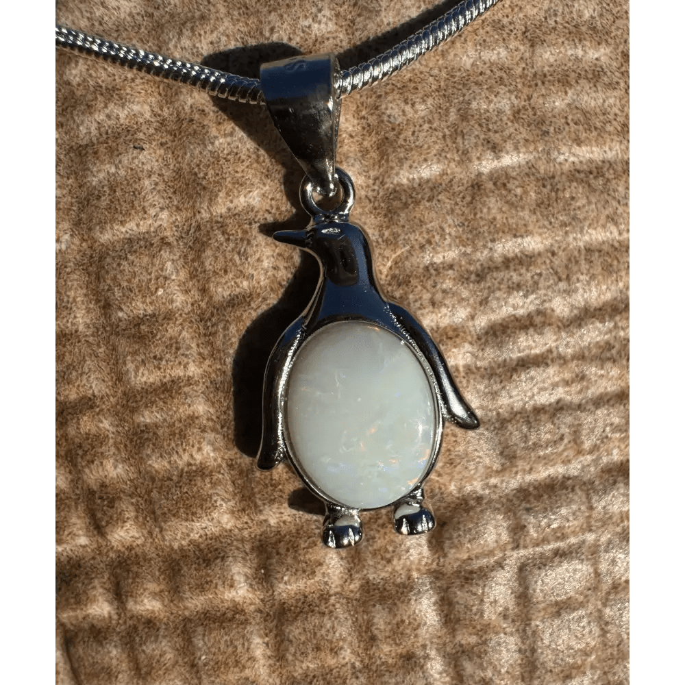 'Arctic Glow' ~ Handcrafted 1ct Solid Coober Pedy Opal 925 Sterling Silver Pendant Necklace