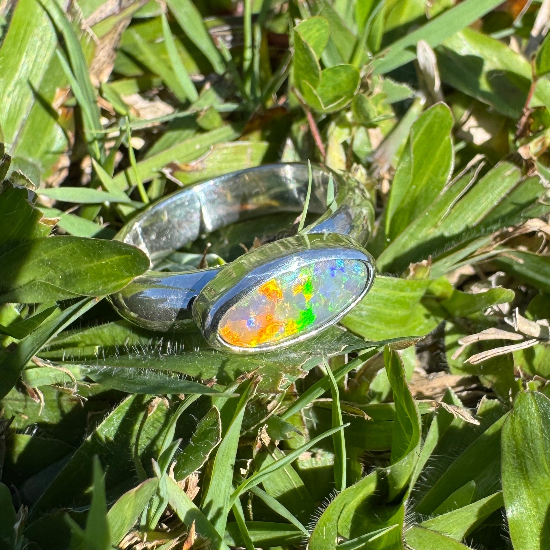 Aurora Blaze – 1ct Solid Lightning Ridge Opal 925 Sterling Silver Ring