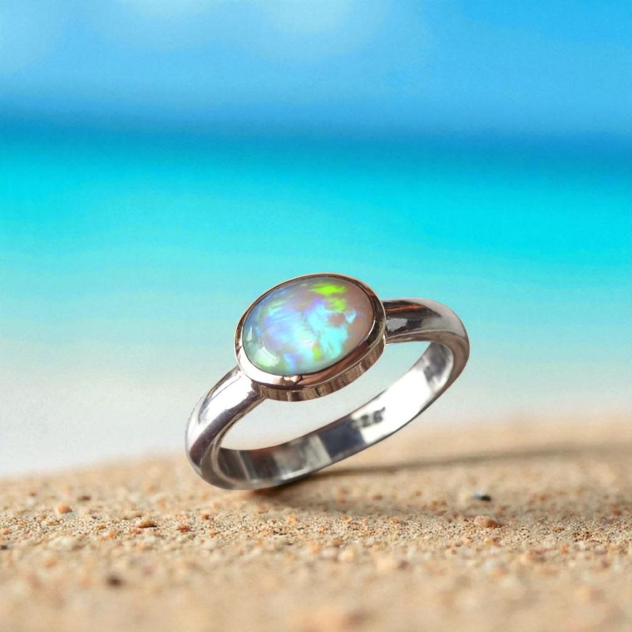 Aurora Gleam - 2.1ct Solid Lightning Ridge Opal Two - Tone 10k Gold & 925 Sterling Silver Ring.