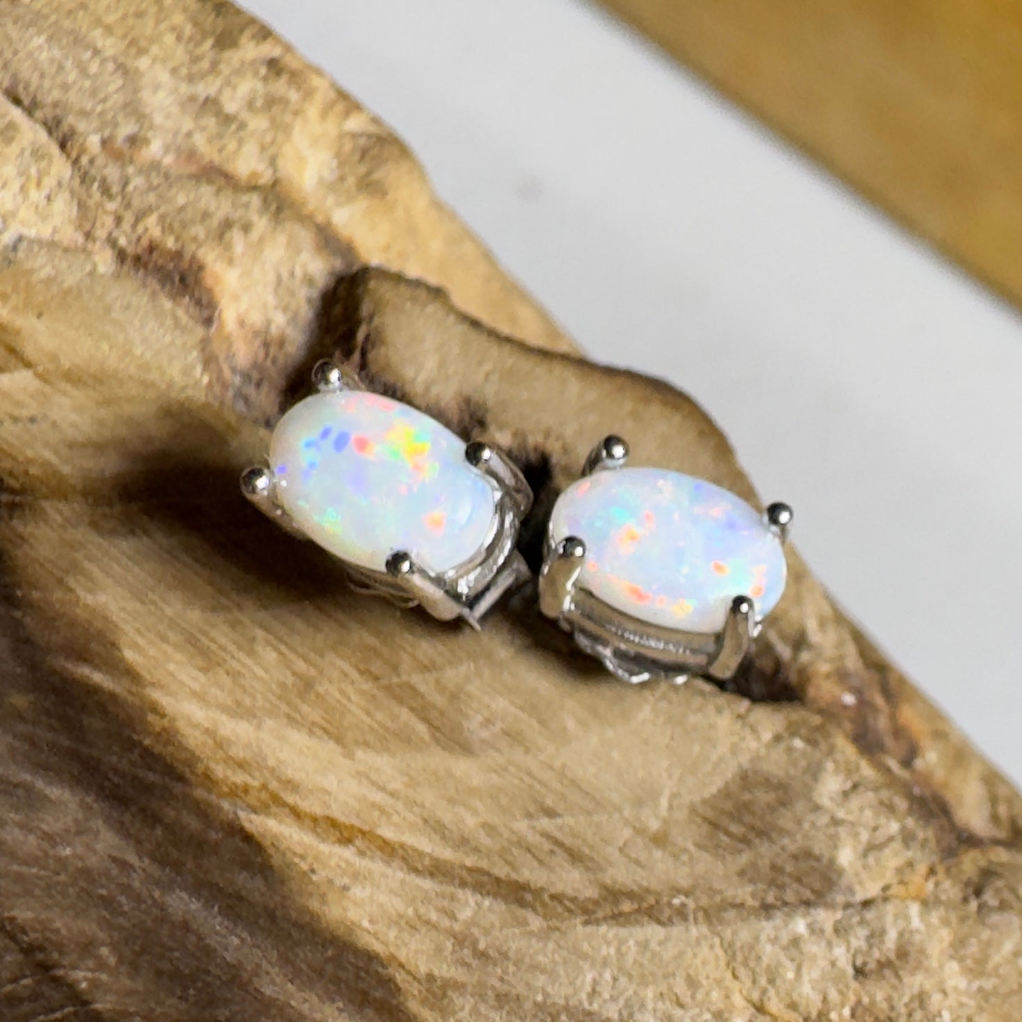 Azure Tide ~ 0.6ct Coober Pedy Opal Sterling Silver Earrings