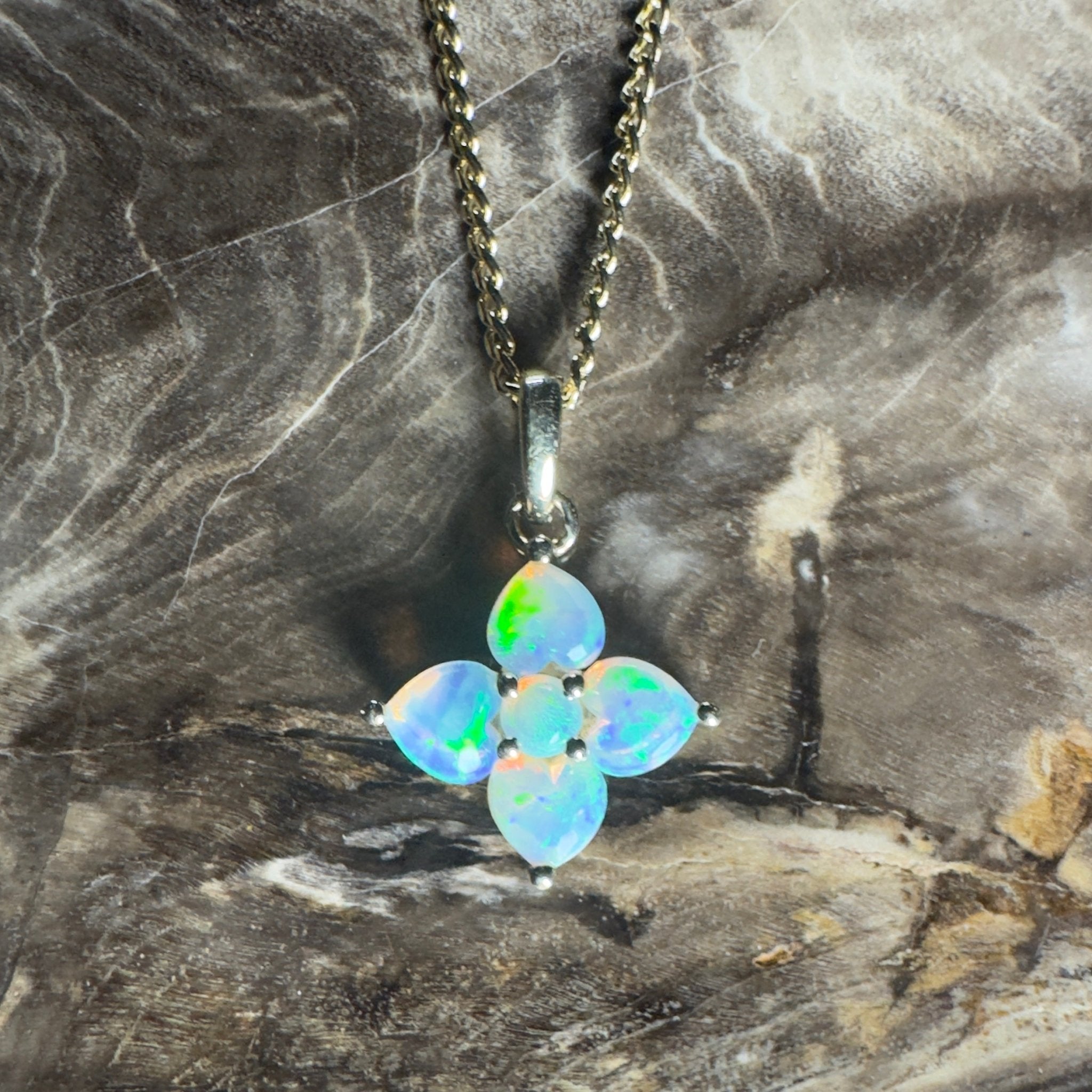 Banksia Light ~ 9ct Solid Gold 0.4ct Coober Pedy Crystal Opal Pendant