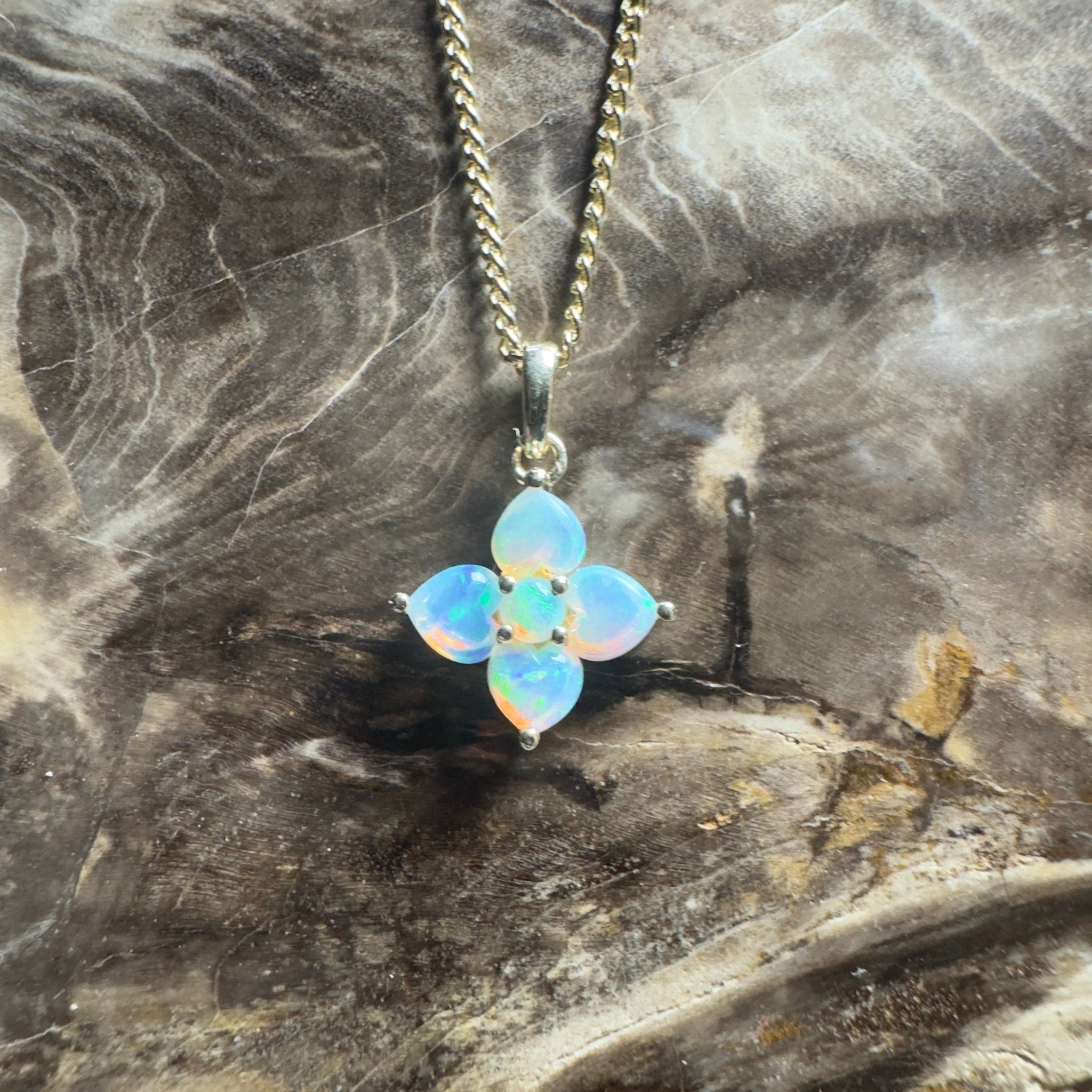 Banksia Light ~ 9ct Solid Gold 0.4ct Coober Pedy Crystal Opal Pendant