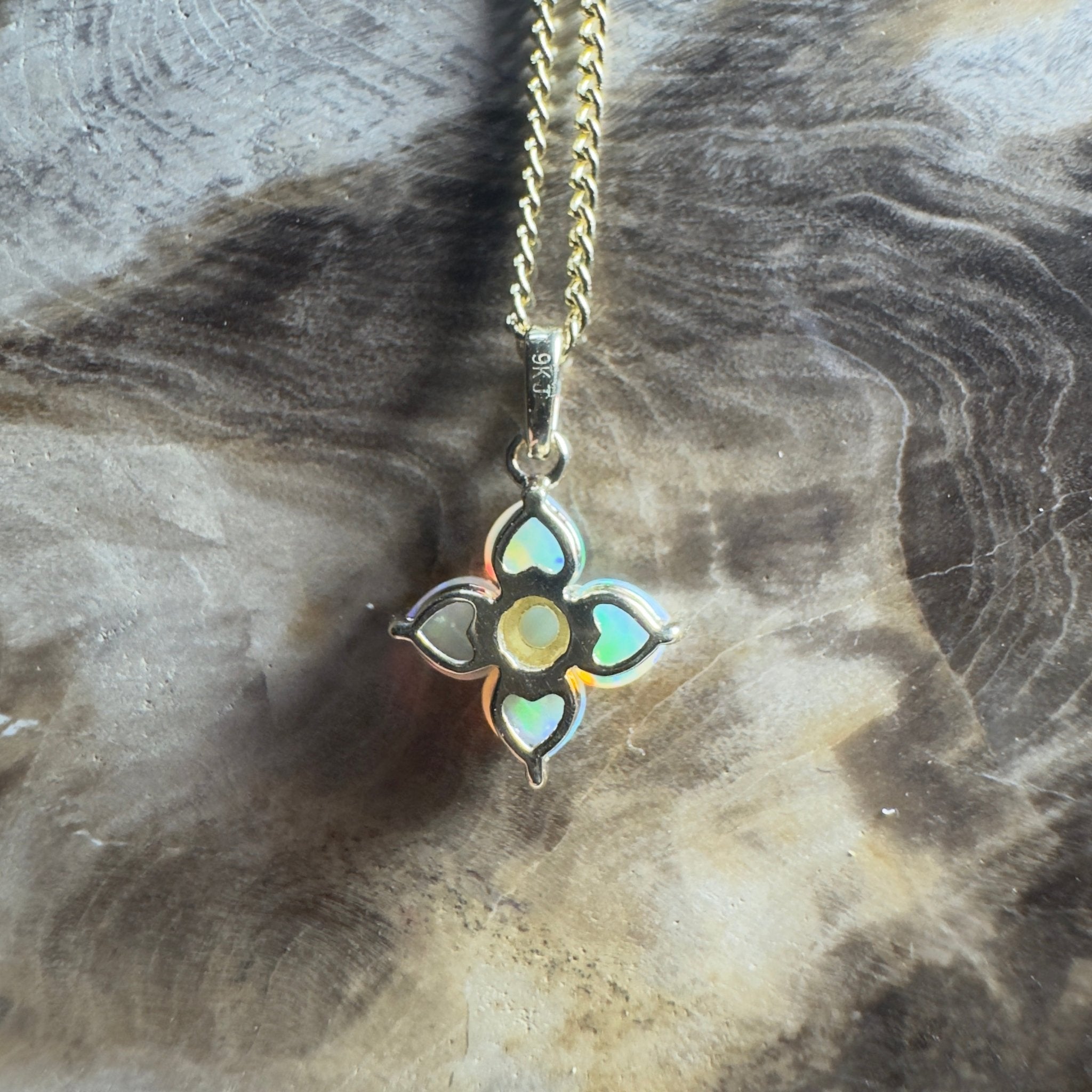 Banksia Light ~ 9ct Solid Gold 0.4ct Coober Pedy Crystal Opal Pendant