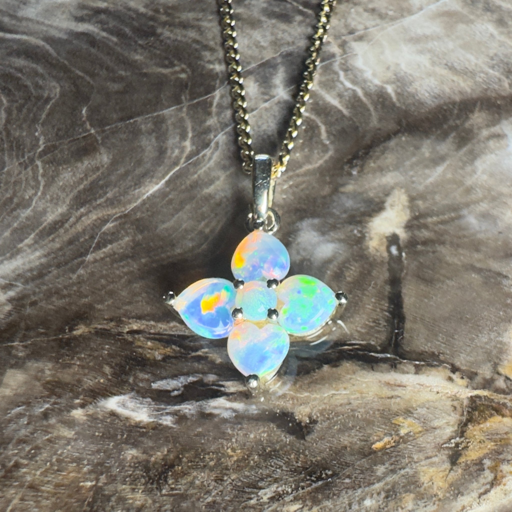 Banksia Light ~ 9ct Solid Gold 0.4ct Coober Pedy Crystal Opal Pendant