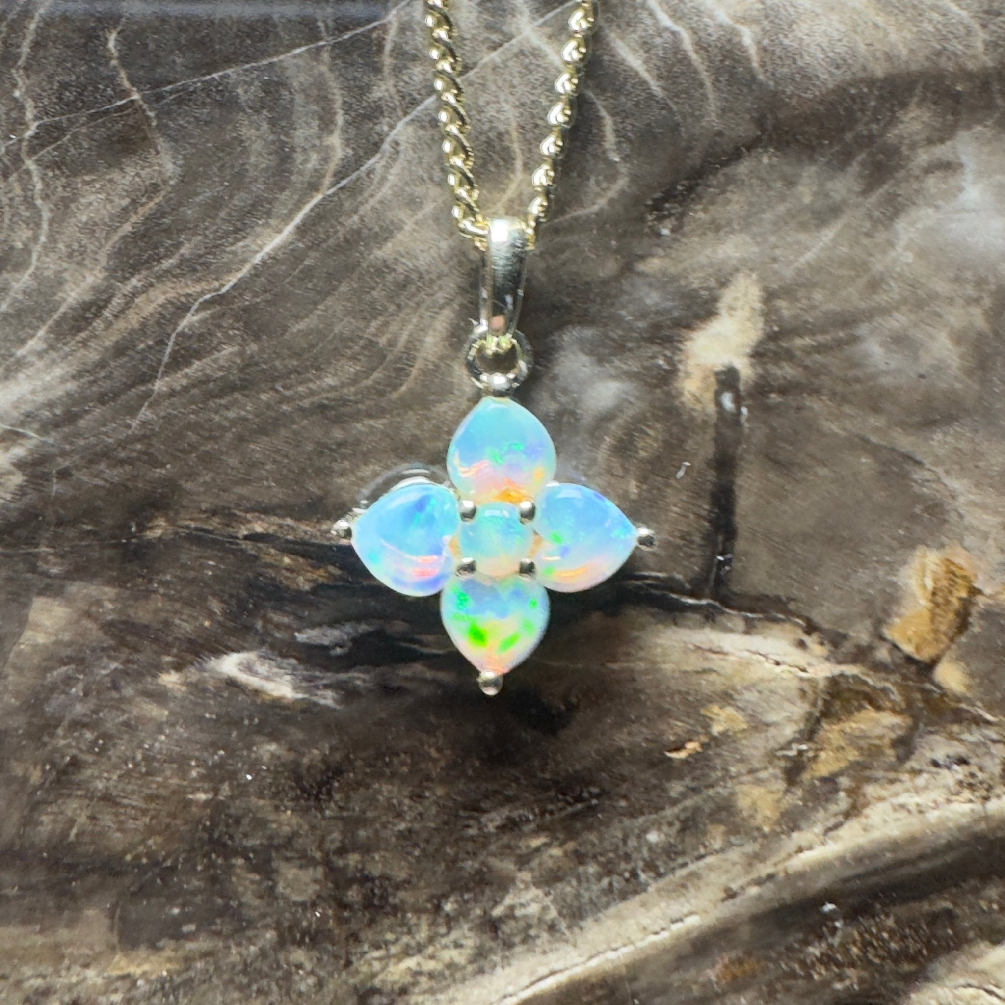 Banksia Light ~ 9ct Solid Gold 0.4ct Coober Pedy Crystal Opal Pendant
