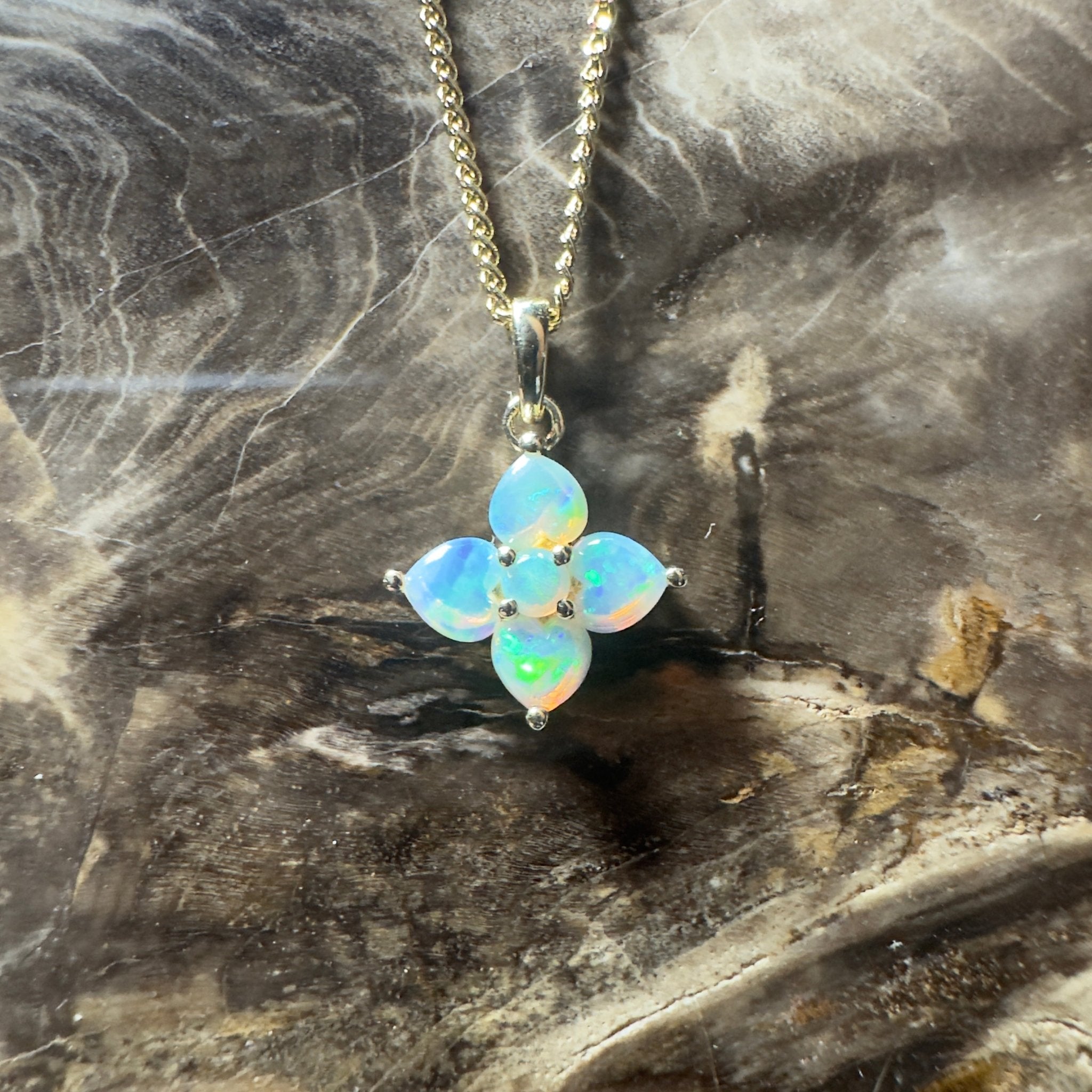 Banksia Light ~ 9ct Solid Gold 0.4ct Coober Pedy Crystal Opal Pendant