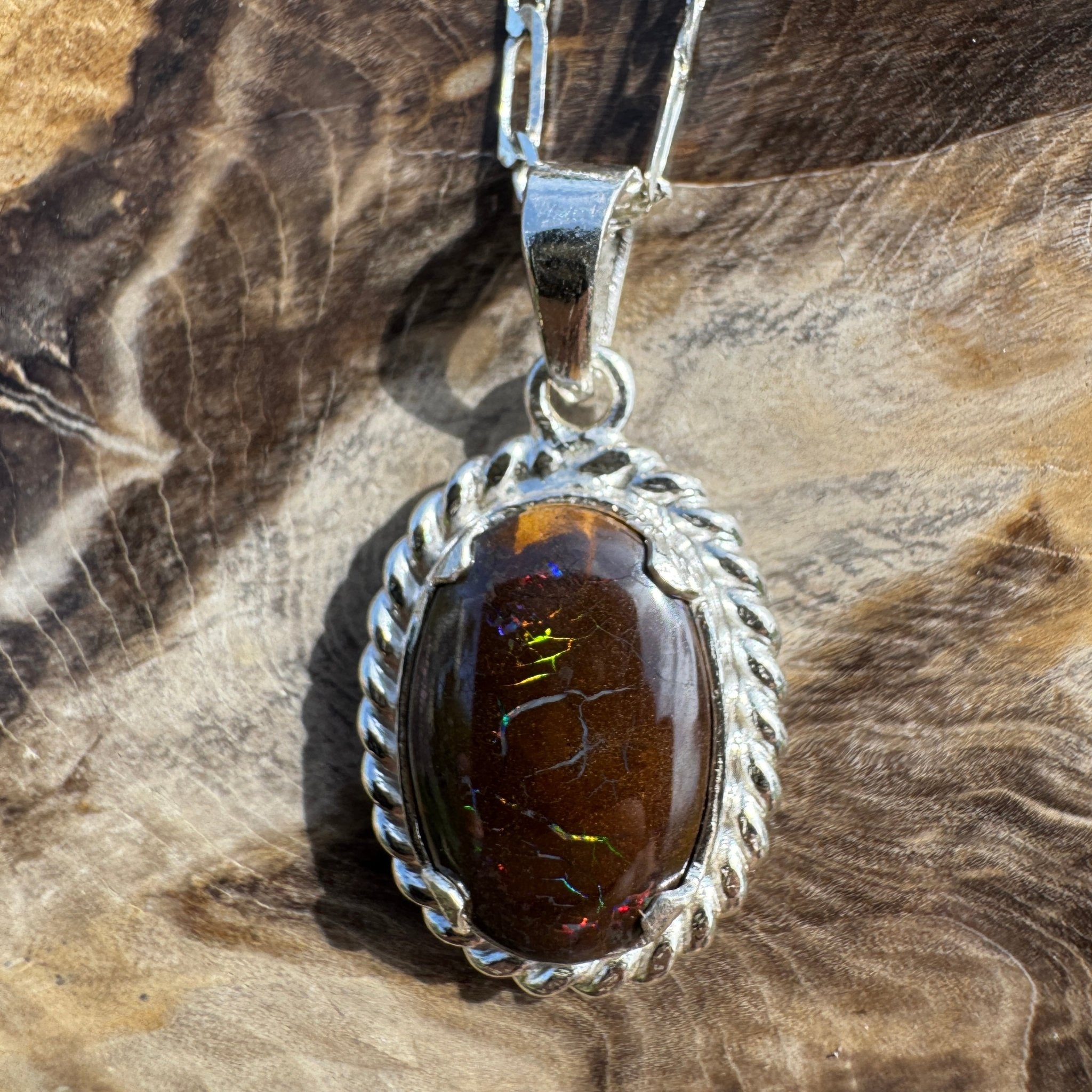 Barcoo Current ~ Queensland Boulder Opal 925 Sterling Silver Pendant Necklace