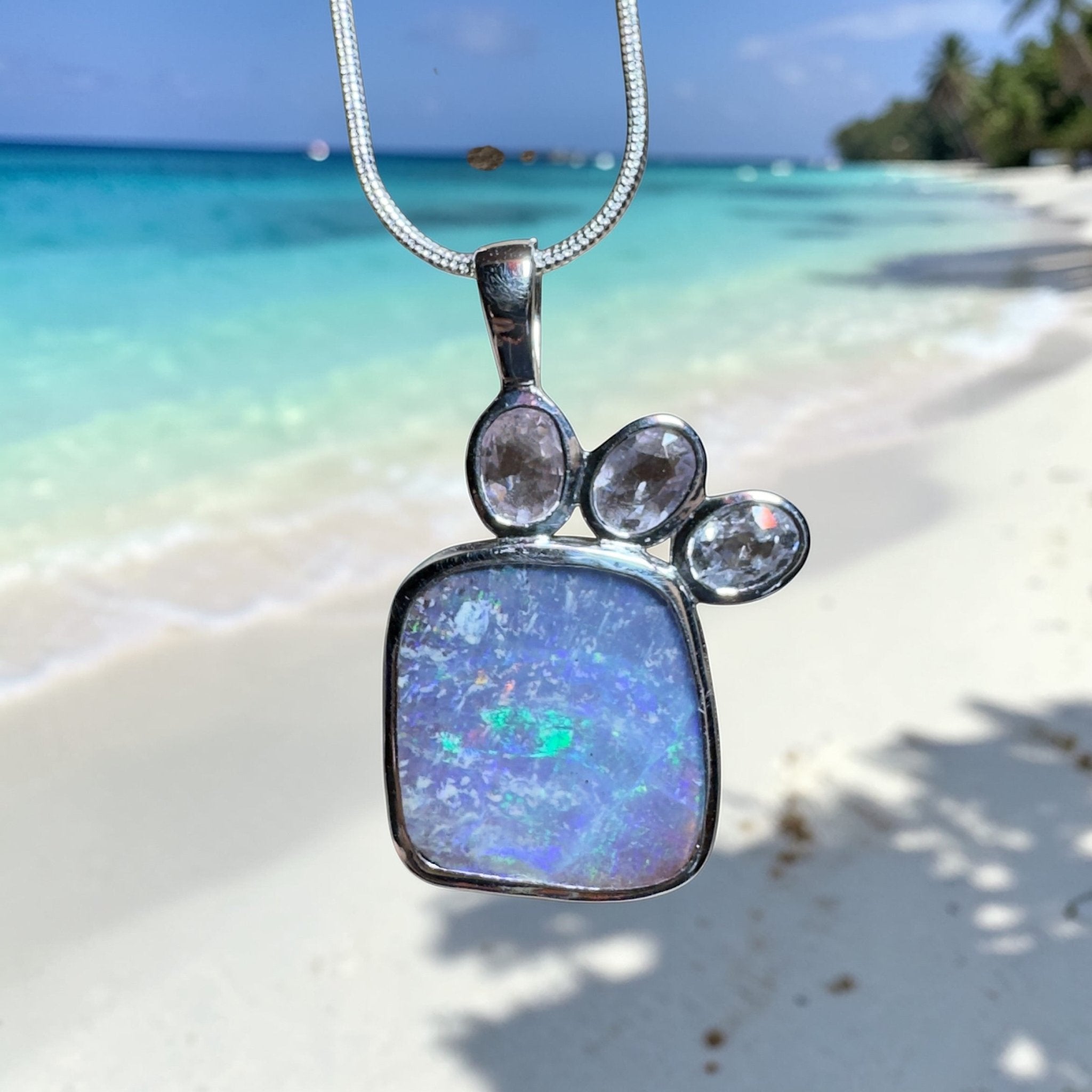 Barossa Bloom ~ 12ct Queensland Boulder Opal and 1.68ct Queensland Spinel 925 Sterling Silver Pendant Necklace