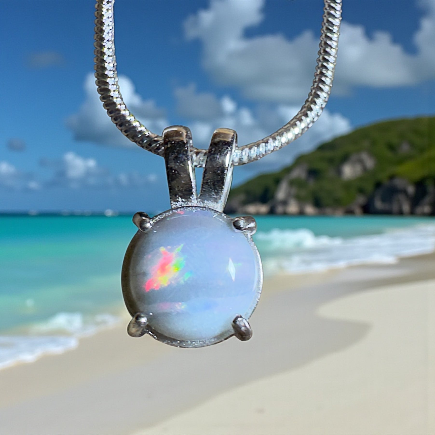 Barossa Mist ~ 1ct Lightning Ridge Opal 925 Silver Pendant